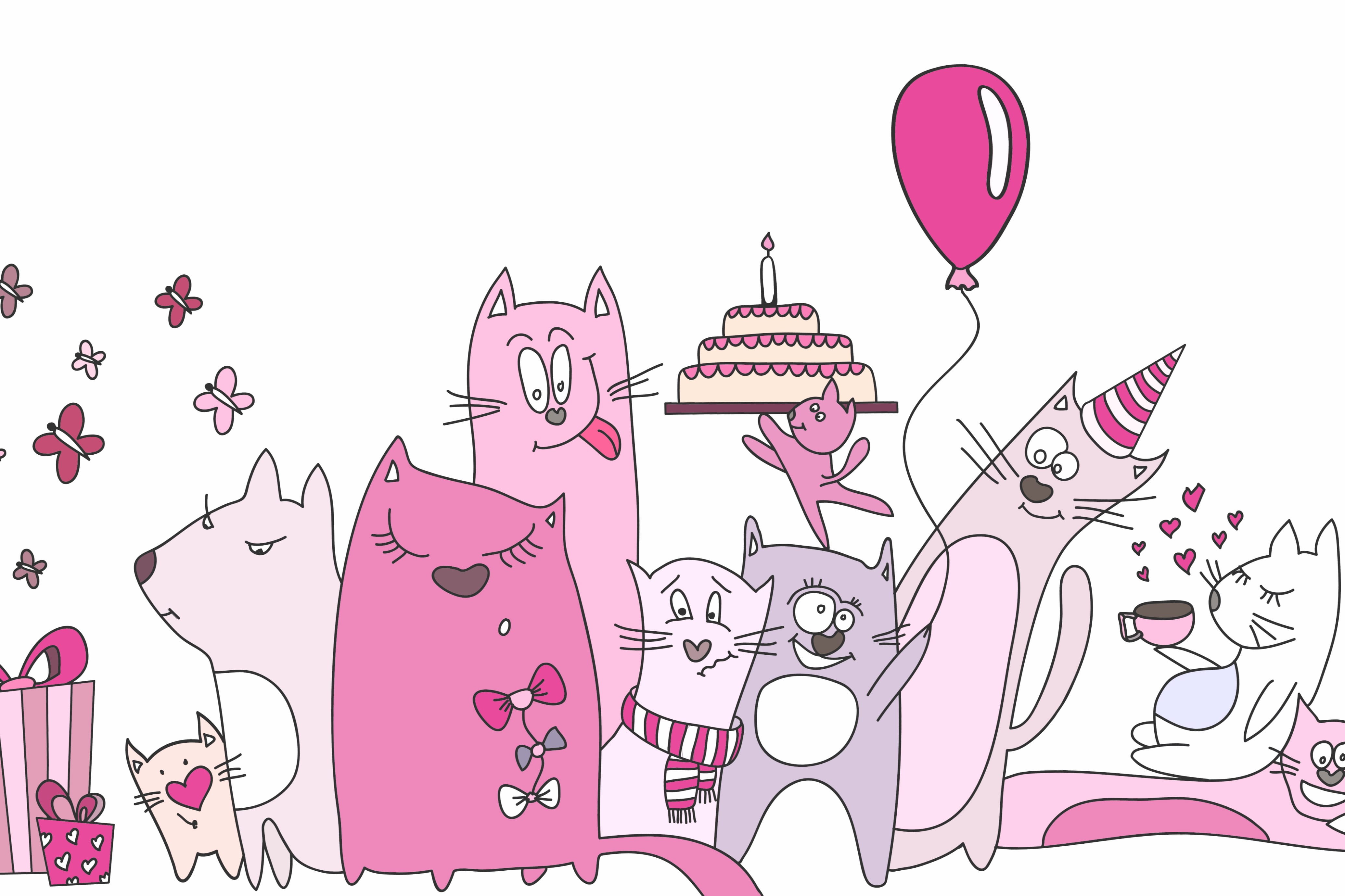 Cute Birthday Cats A Festive at 320 x 480 iPhone size wallpapers HD quality