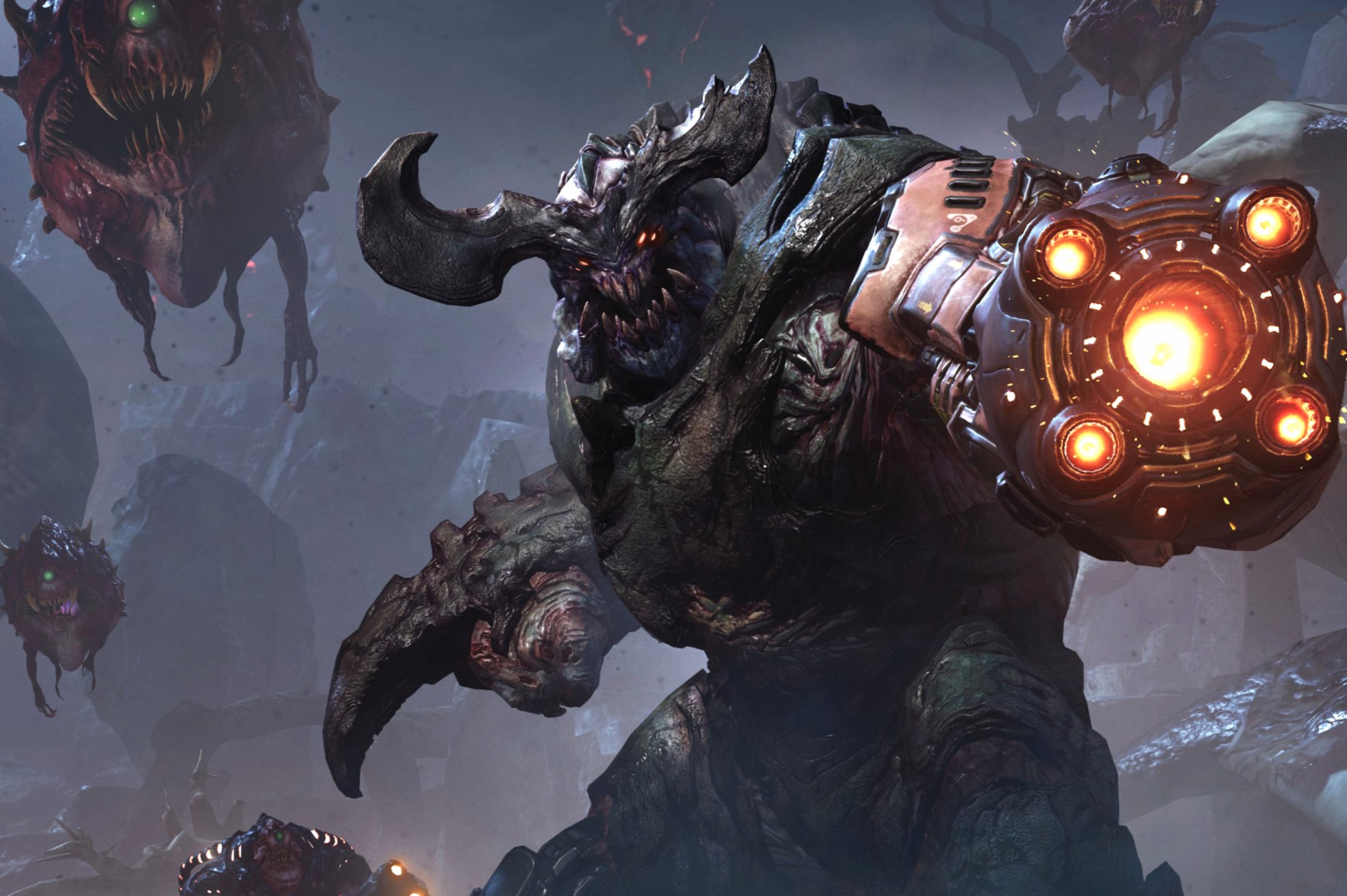 Cyberdemon (Doom) Horns Dark Weapon Creature Warrior Video Game Doom (2016) wallpapers HD quality