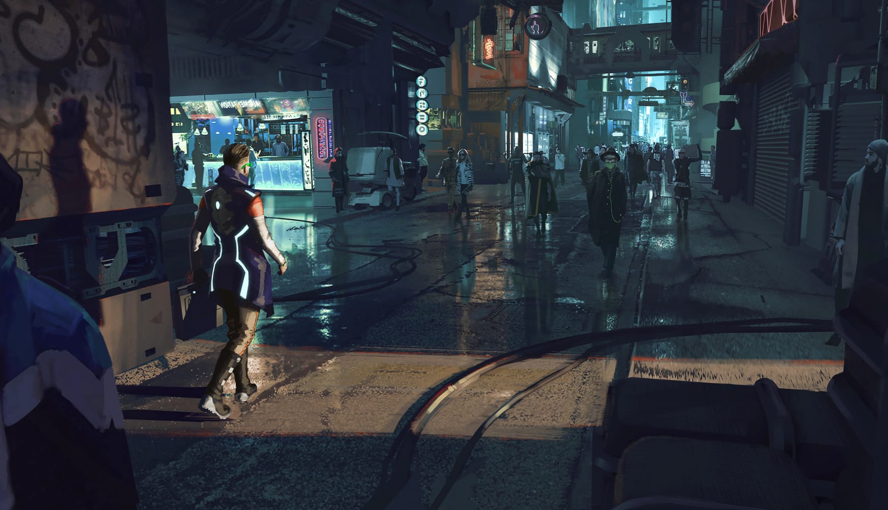 Cyberpunk City Streets at Night - HD Sci-Fi Wallpaper wallpapers HD quality