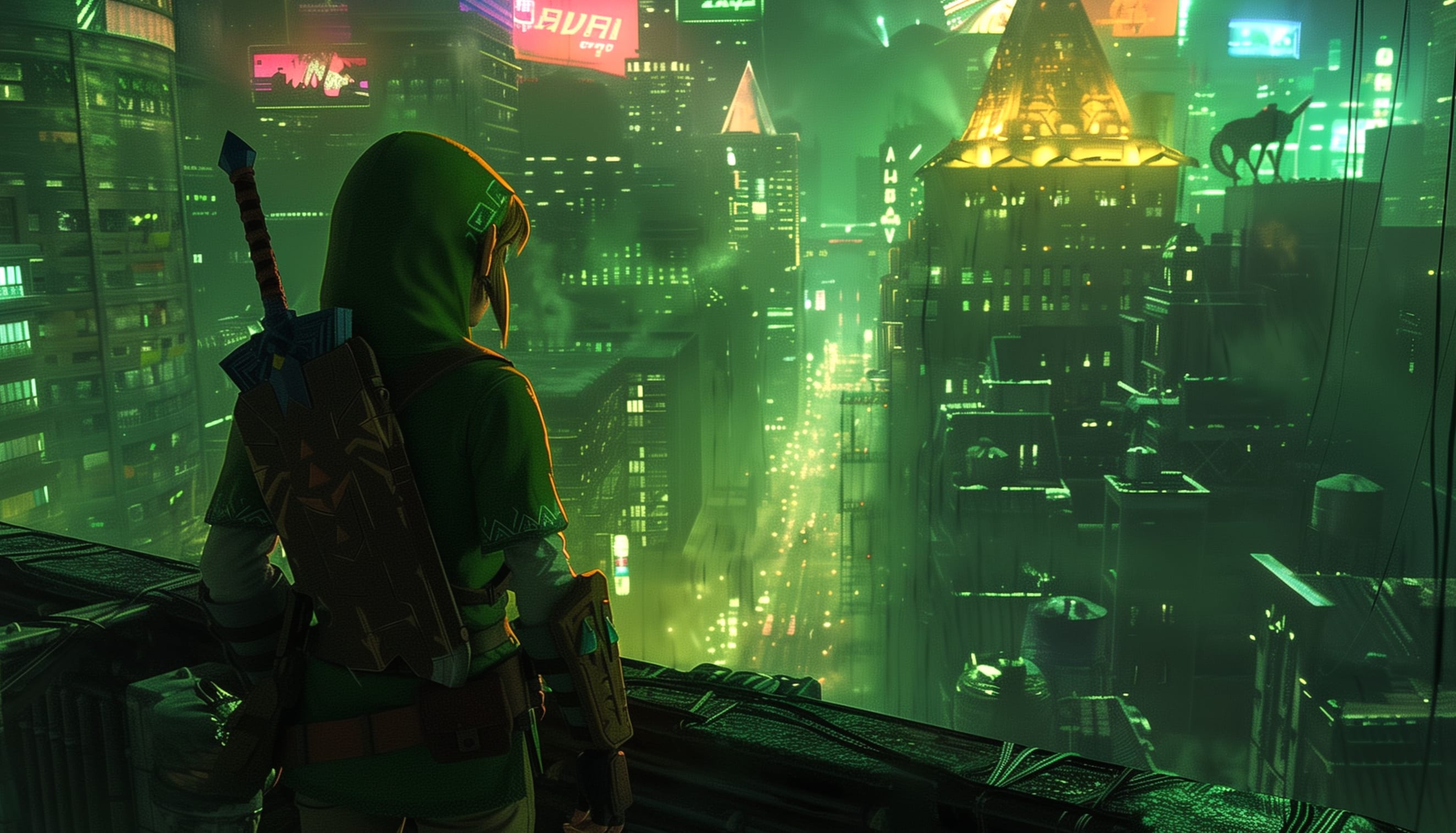 Cyberpunk Zelda Crossover - Link Into the Future wallpapers HD quality