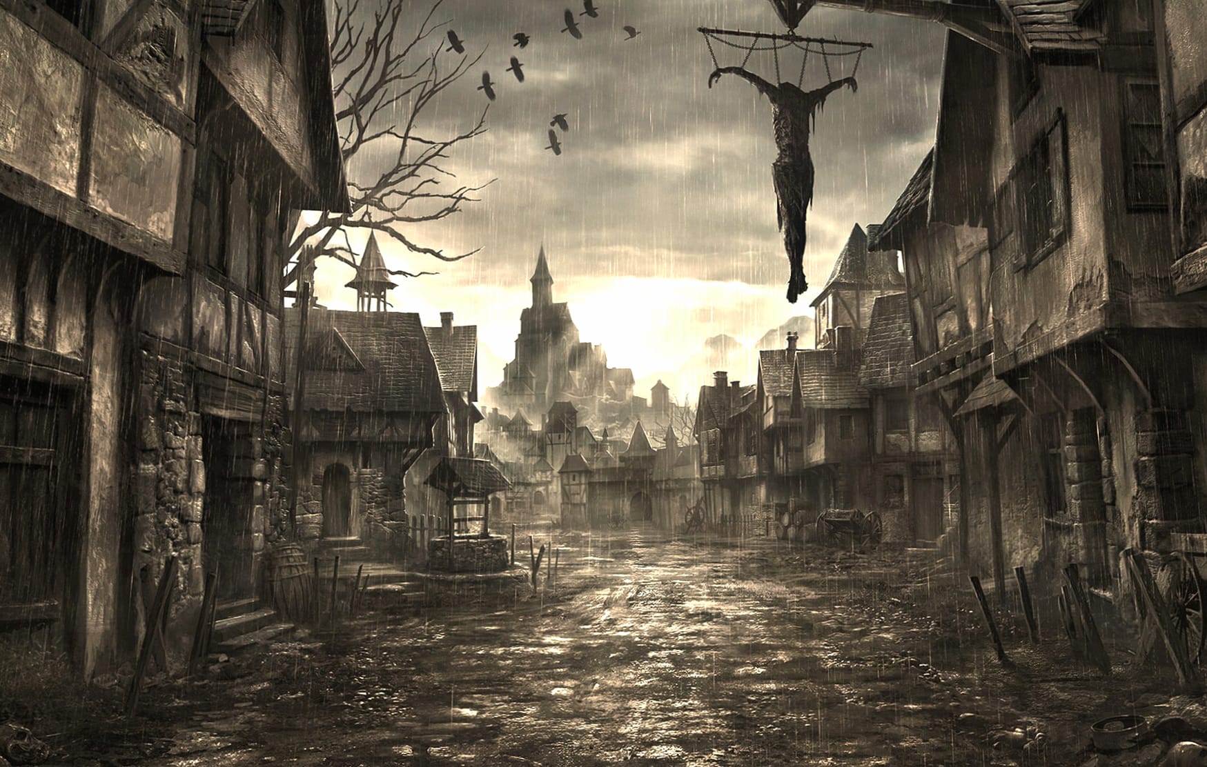 Dark and Creepy A Haunting Urban Landscape at 1920 x 1080 HD size wallpapers HD quality