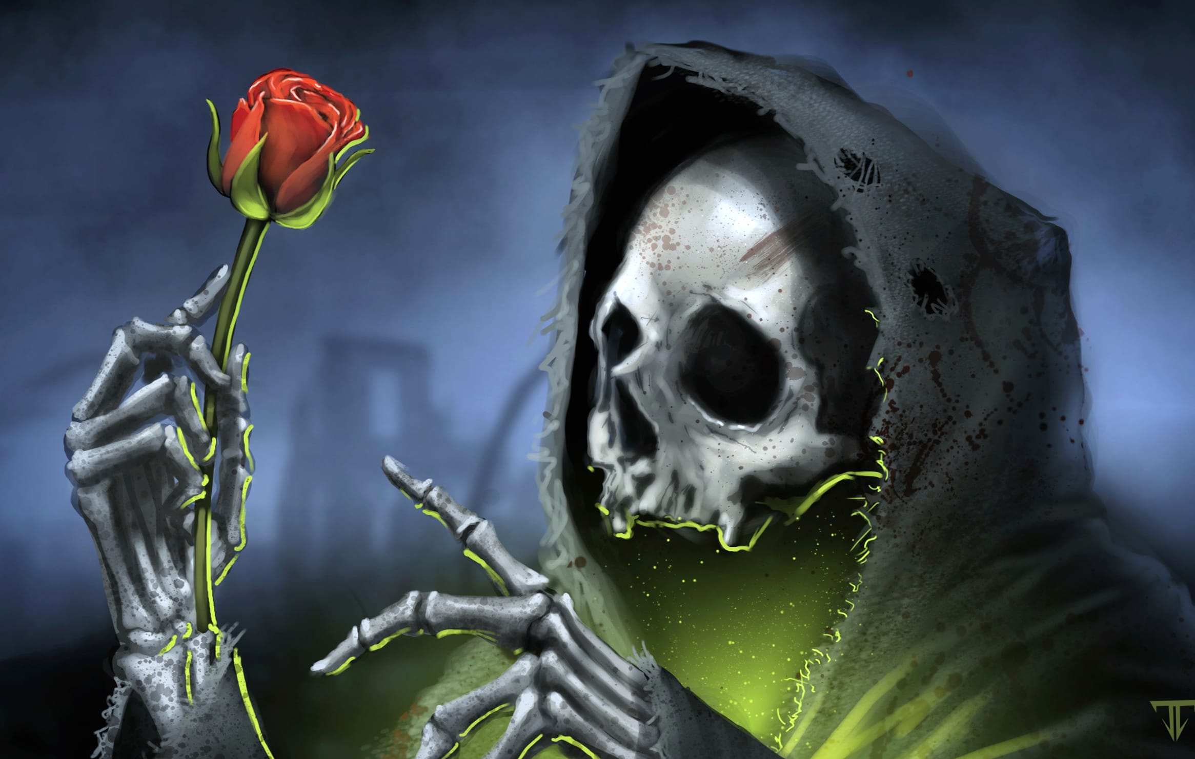 Dark Grim Reaper with Rose - wallpapers HD Dark Grim Reaper with Rose - wallpapers HD quality