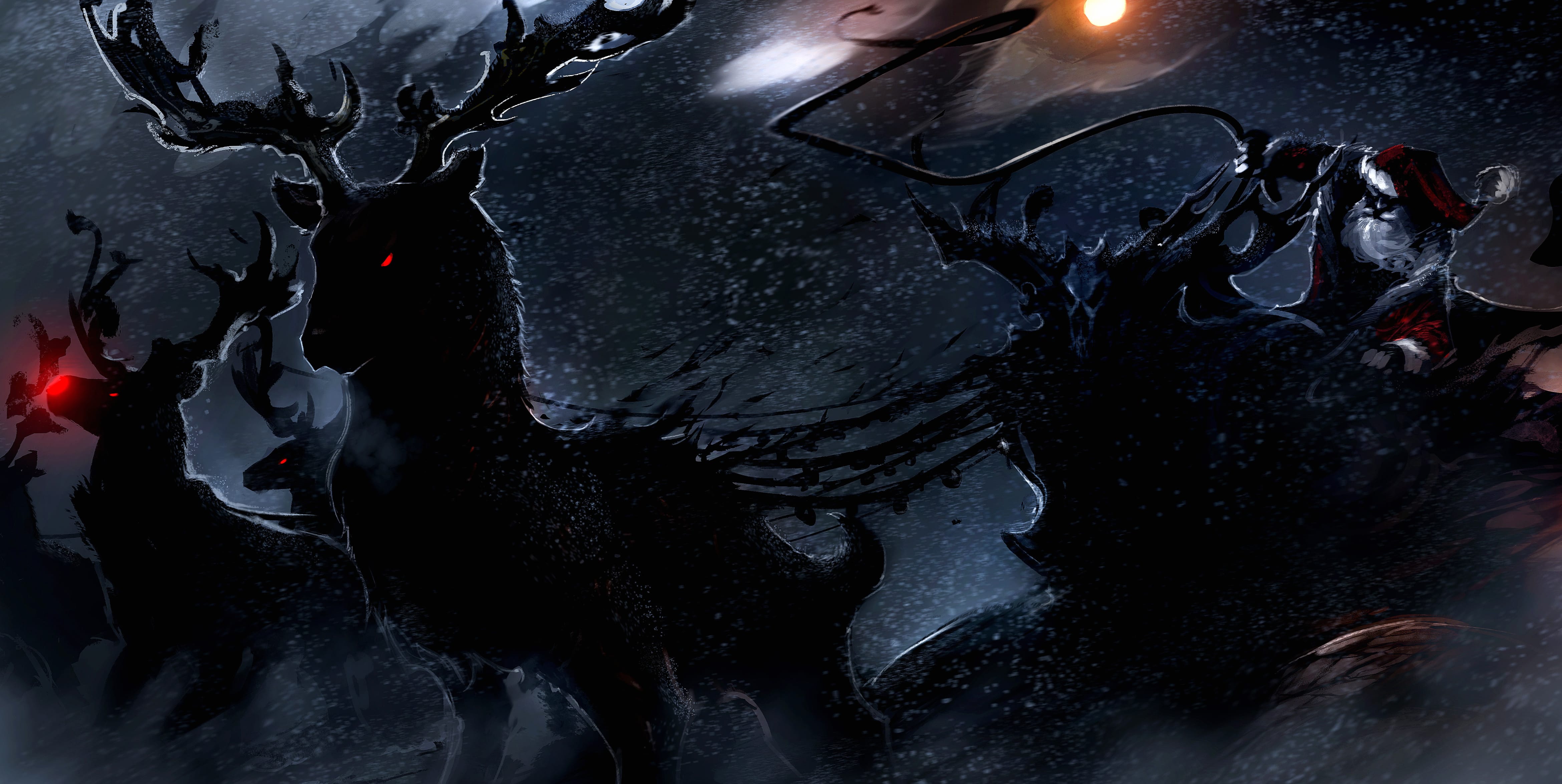 Dark Reindeer Christmas - at 320 x 480 iPhone size wallpapers HD quality