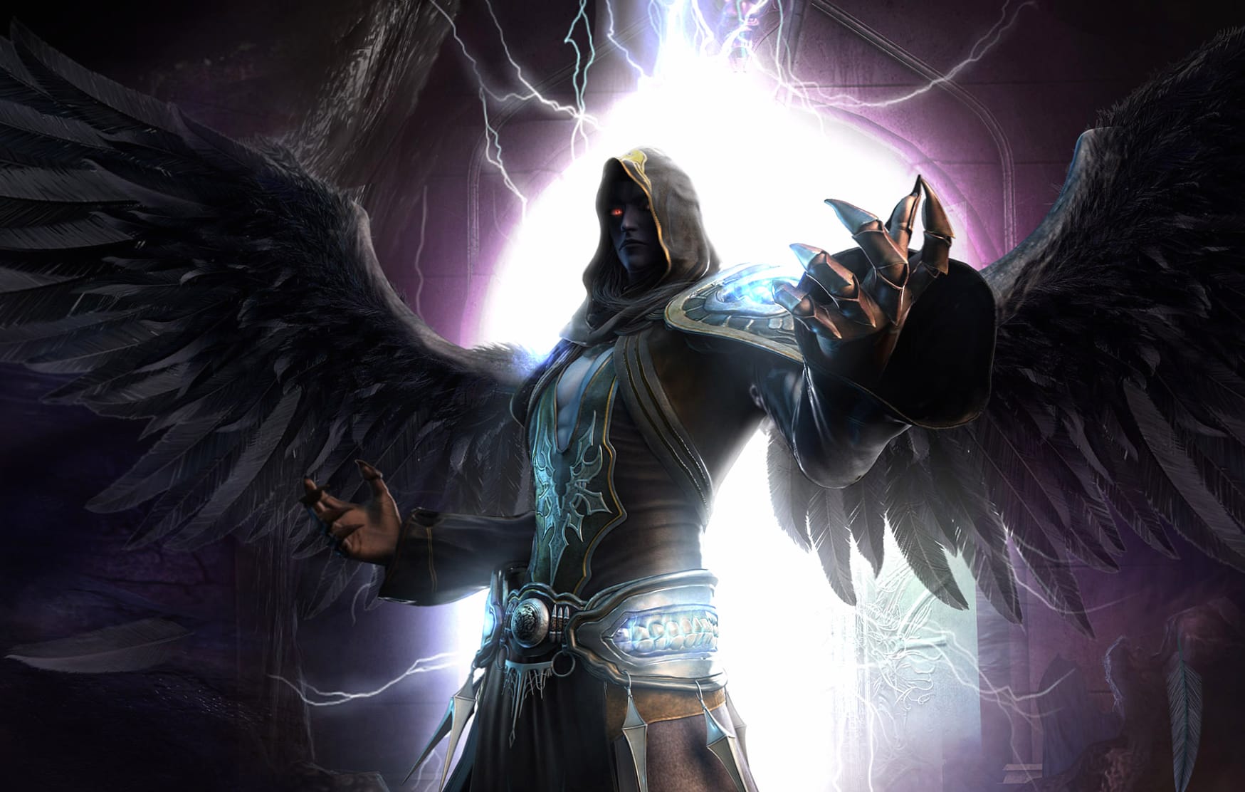 Dark Sorcerer A of Fantasy Warrior Power at 320 x 480 iPhone size wallpapers HD quality