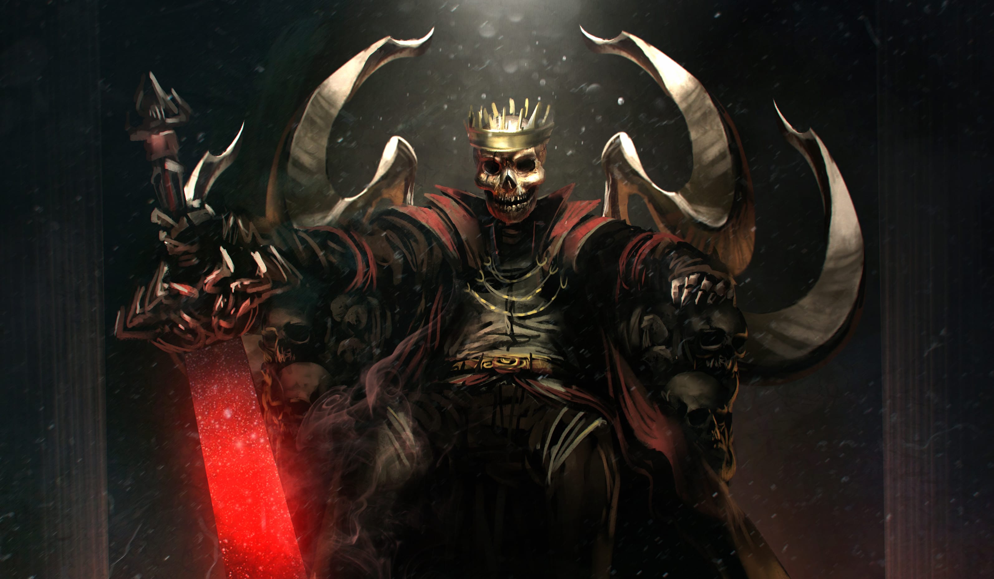 Dark Warrior Crowned Skull with Sword at 2560 x 1440 HD size wallpapers HD quality