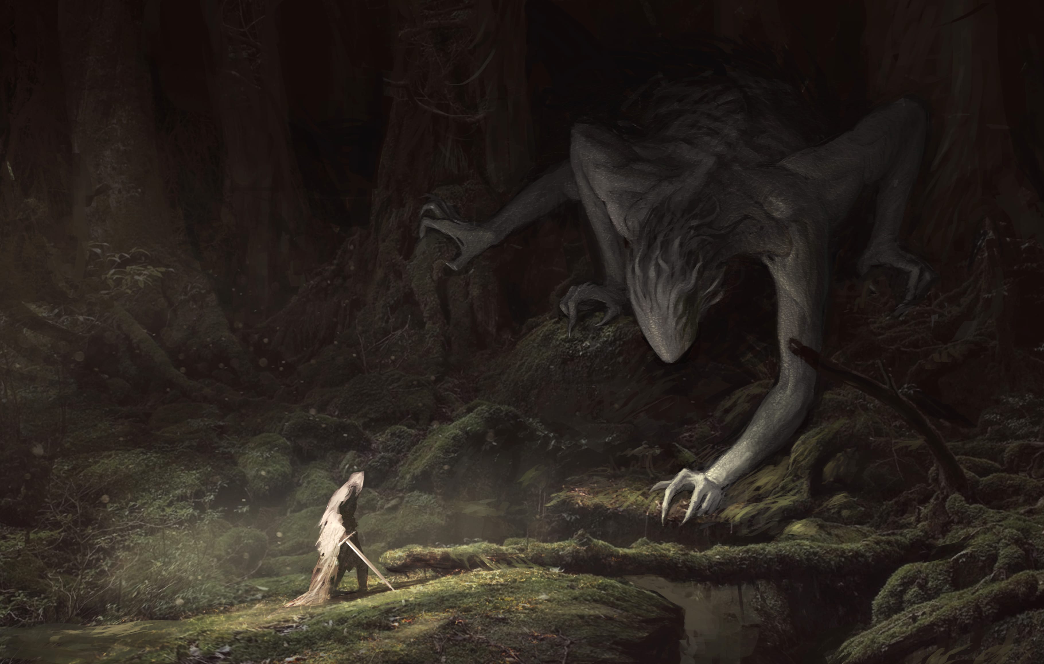 Dark Warrior vs Creature - wallpapers HD Dark Warrior vs Creature - wallpapers HD quality