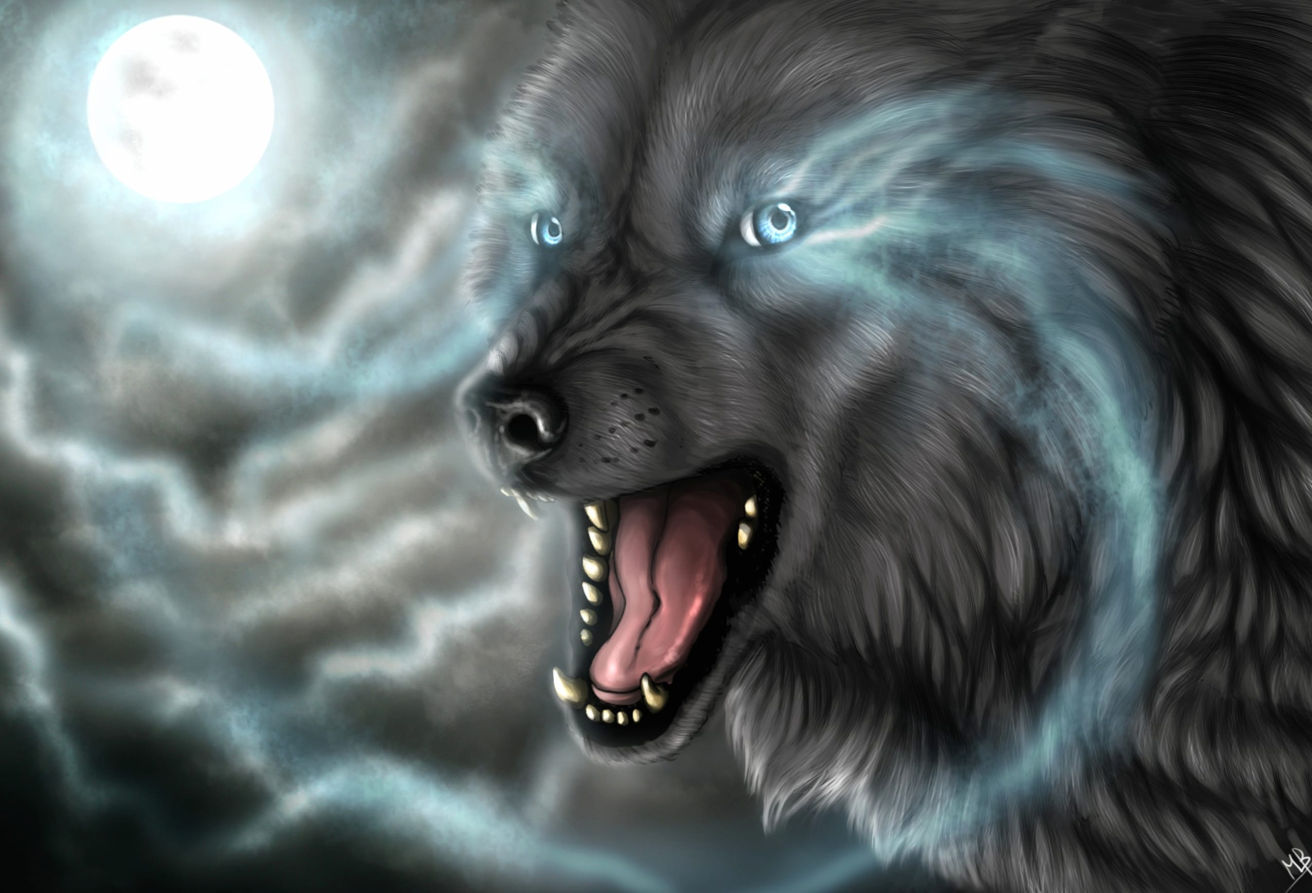 Dark Wolf A Howl Under the Moonlight wallpapers HD quality