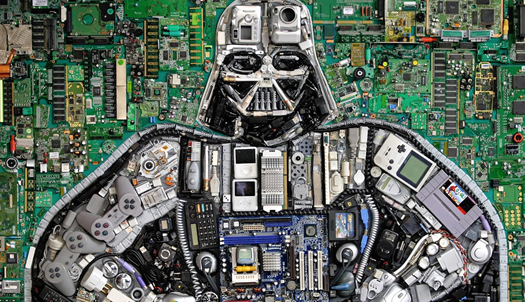 Darth Vader Star Wars Technology Circuit at 1366 x 768 HD size wallpapers HD quality