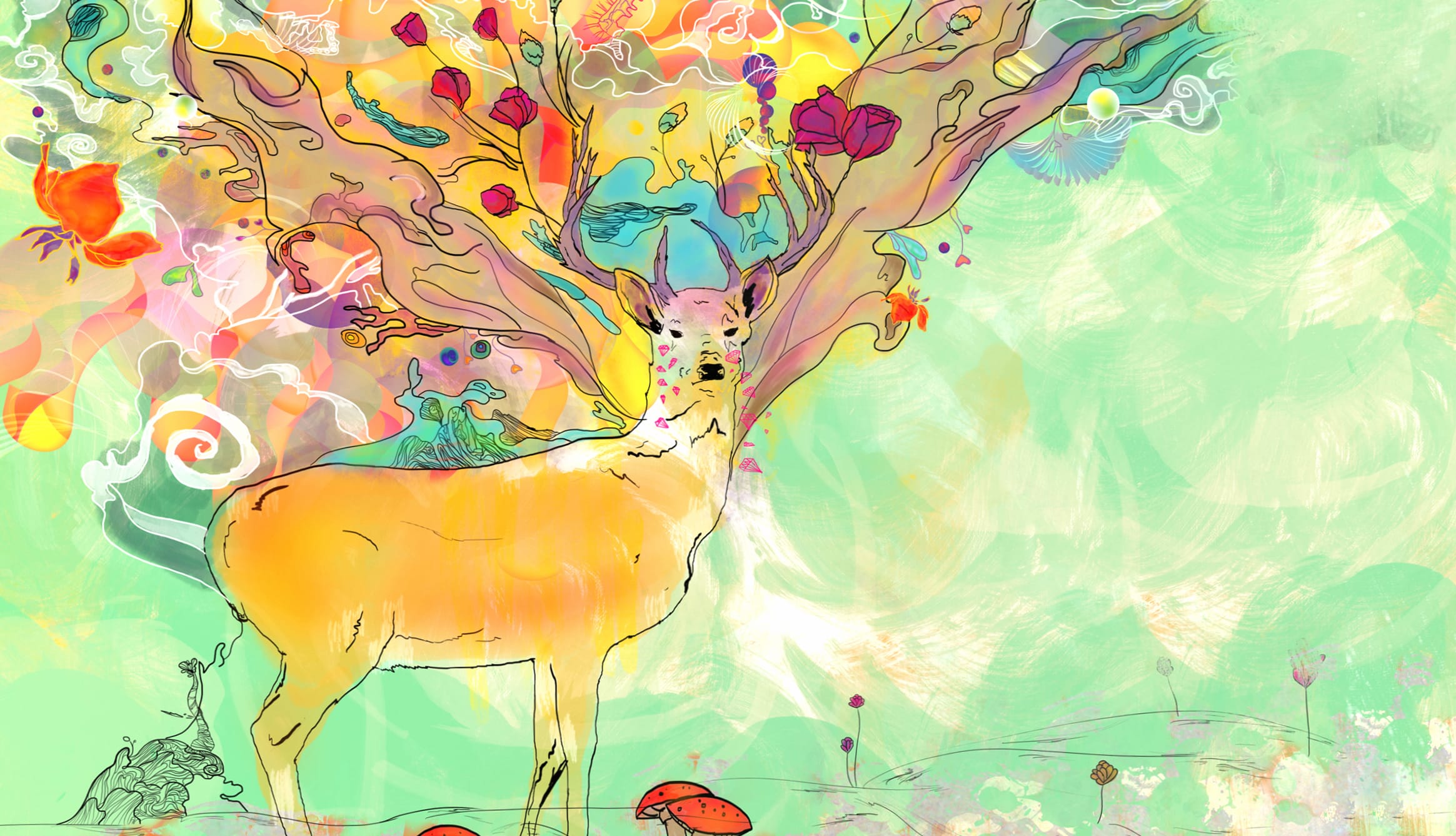 Deer Artistic Psychedelic at 1680 x 945 HD size wallpapers HD quality