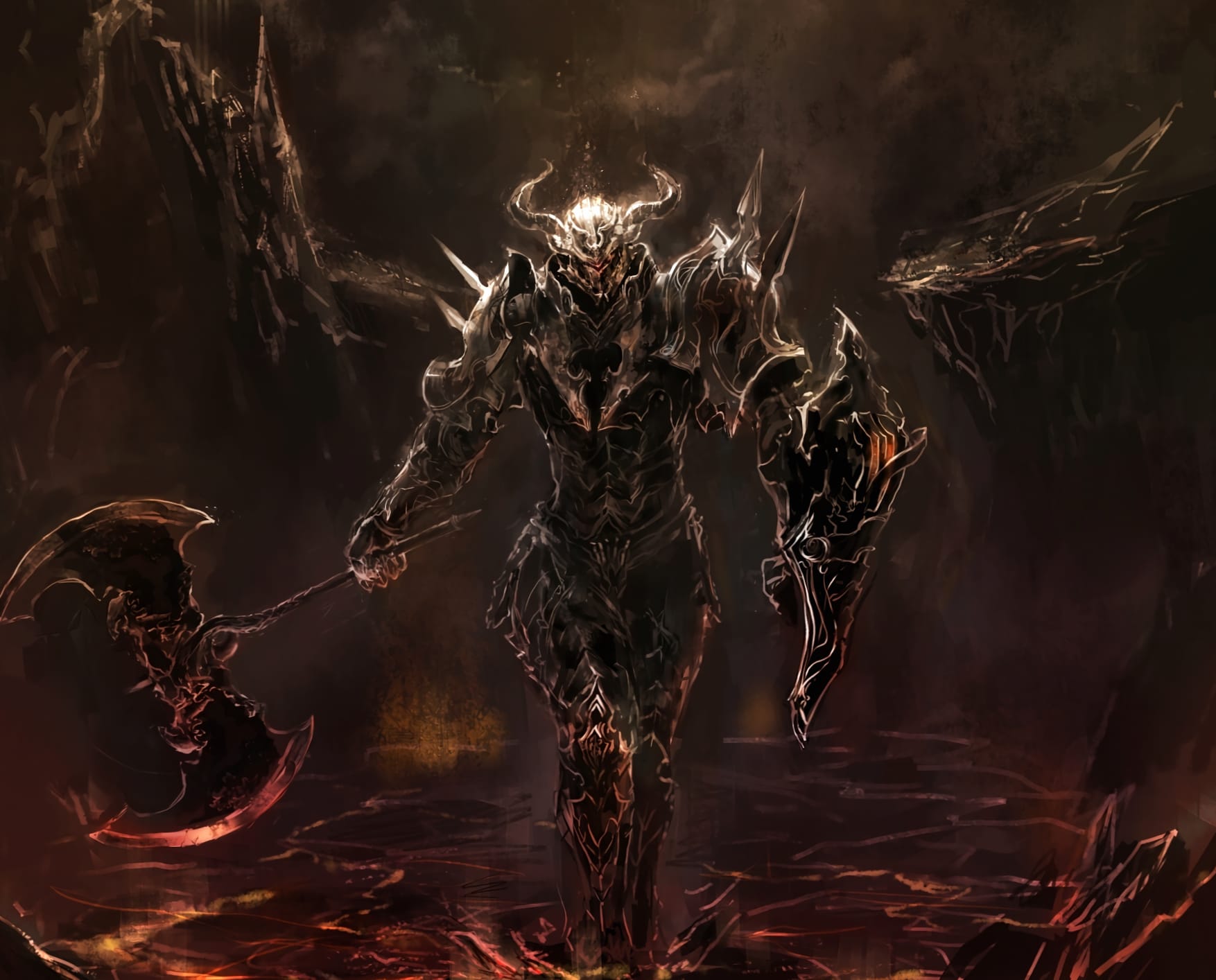 Demonic Dark Warrior - HD Fantasy Wallpaper wallpapers HD quality