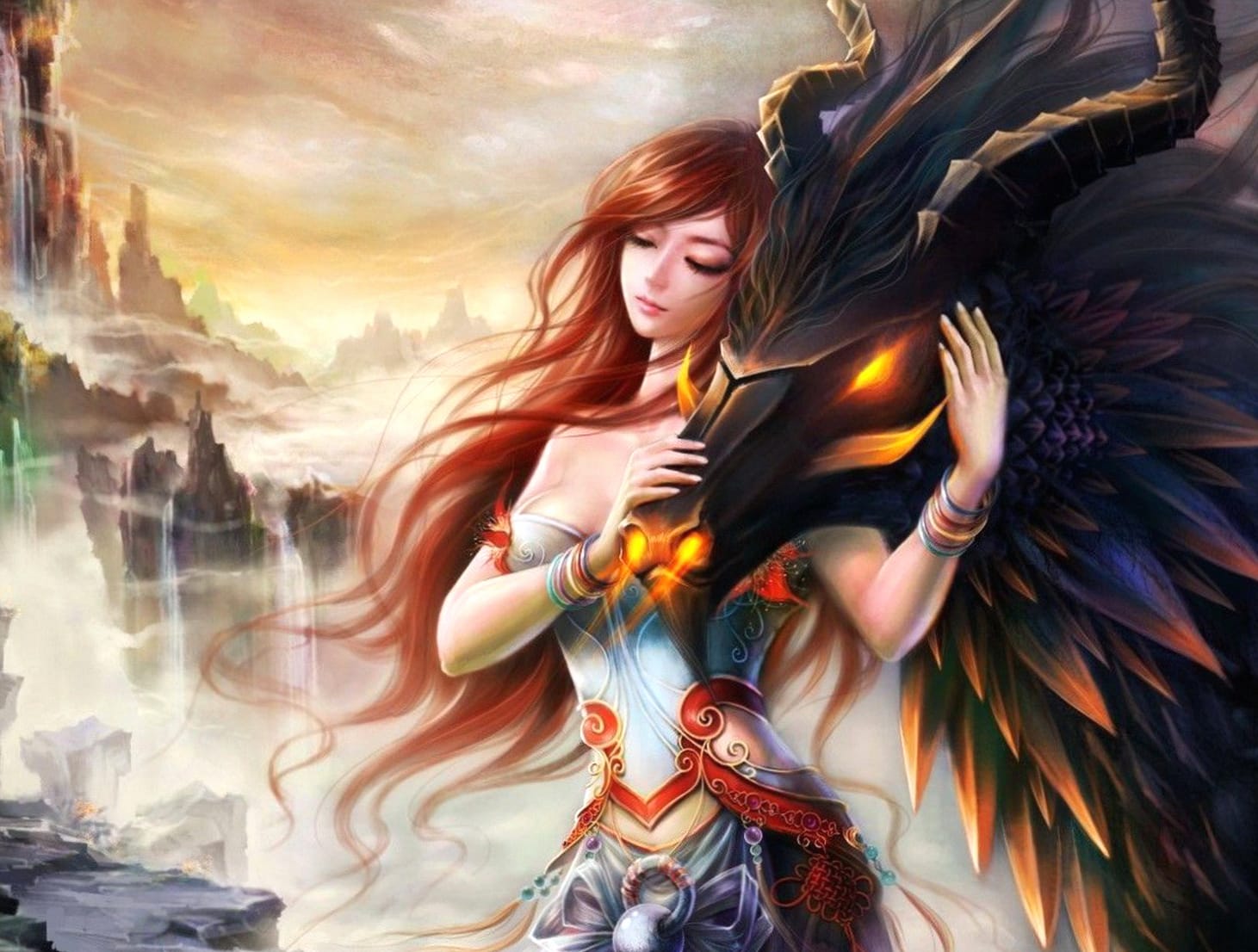 Dragon Fantasy Woman at 2560 x 1440 HD size wallpapers HD quality