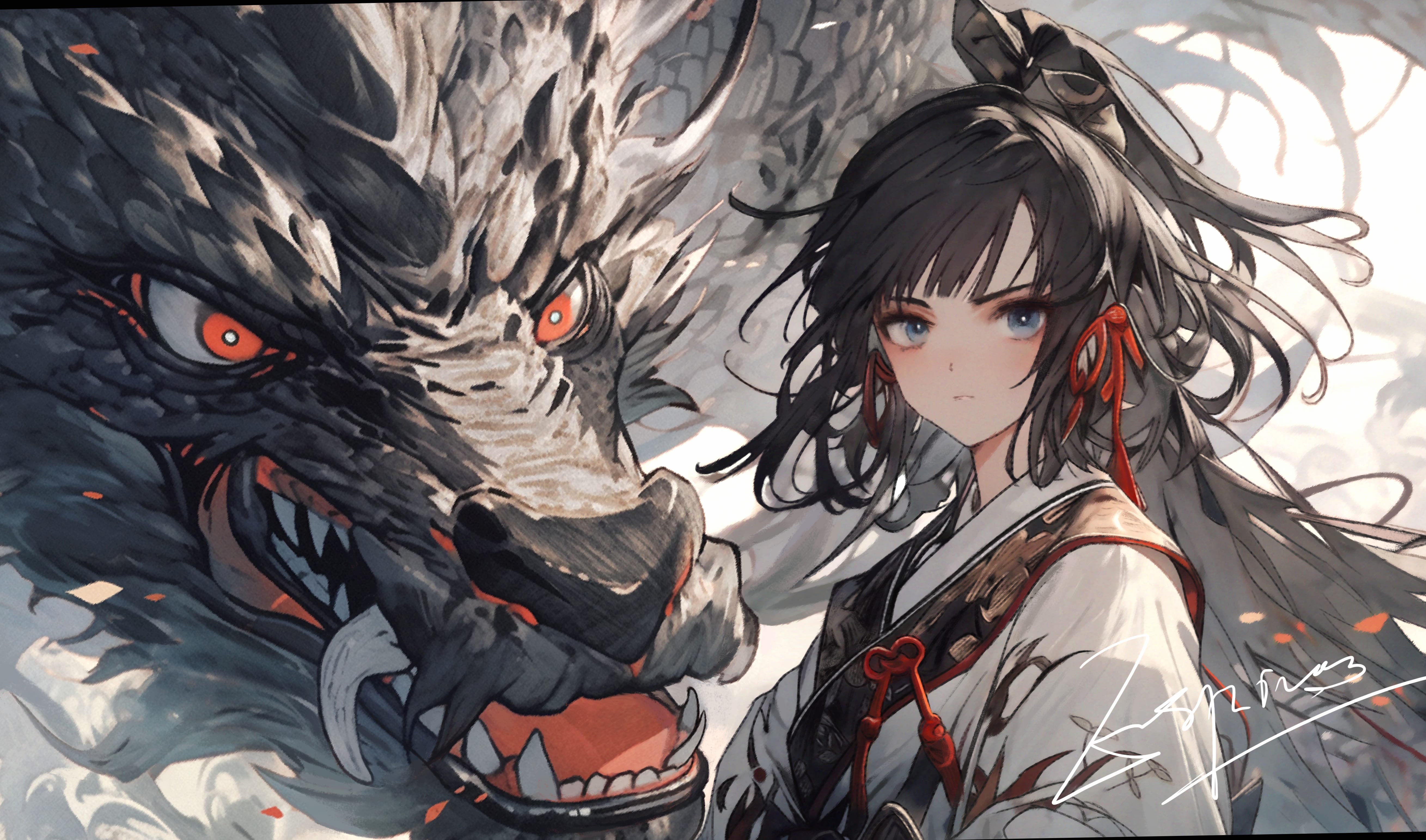 Dragon Girl Fantasy Asian Anime Anime Girl wallpapers HD quality