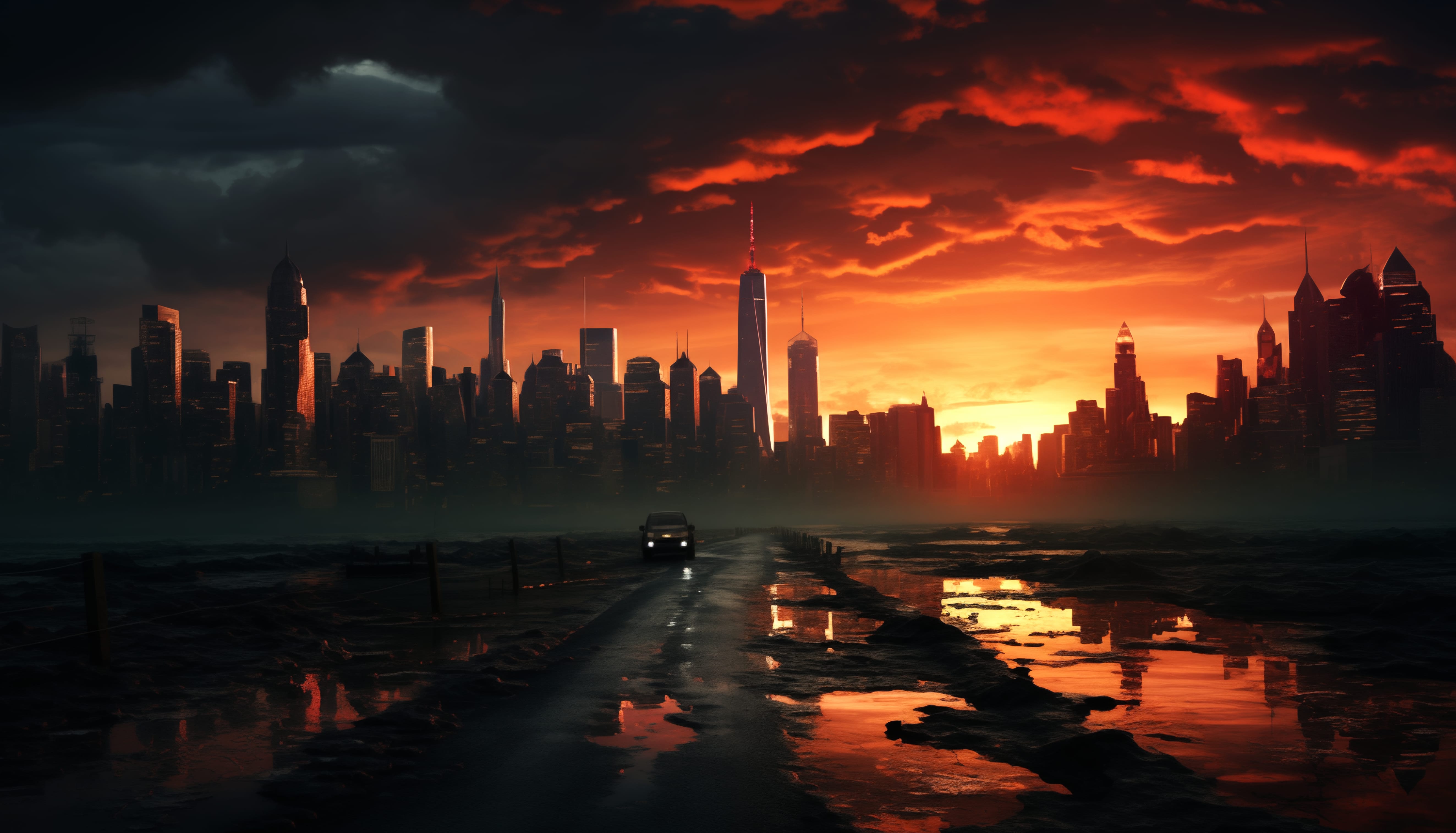 Dramatic City Sunset wallpapers HD quality