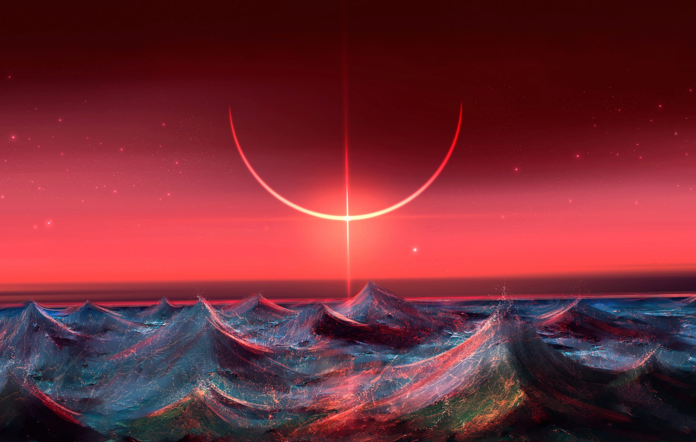 Eclipse Over Waves wallpapers HD quality