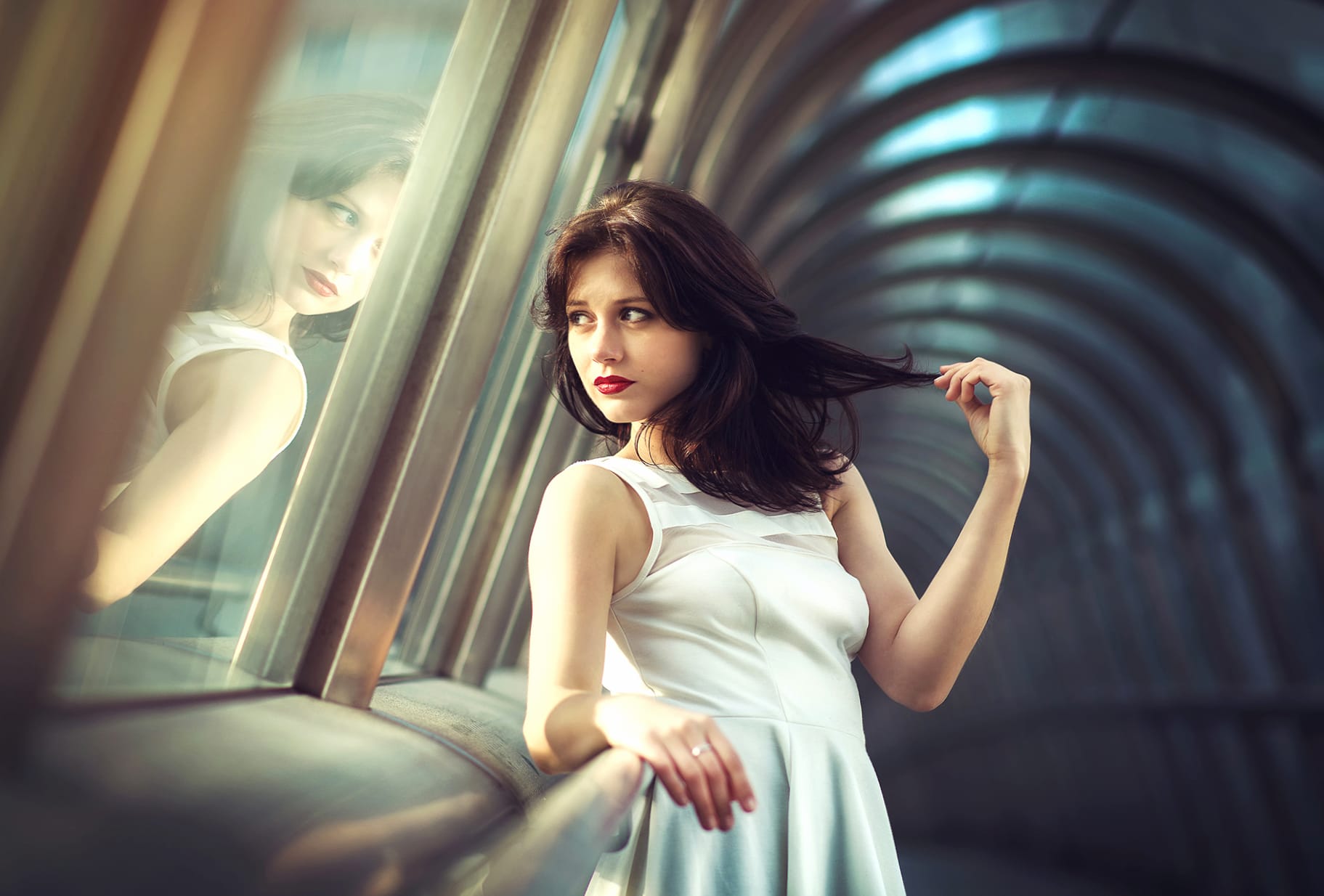 Elegant Reflection - Woman Model at 2560 x 1440 HD size wallpapers HD quality