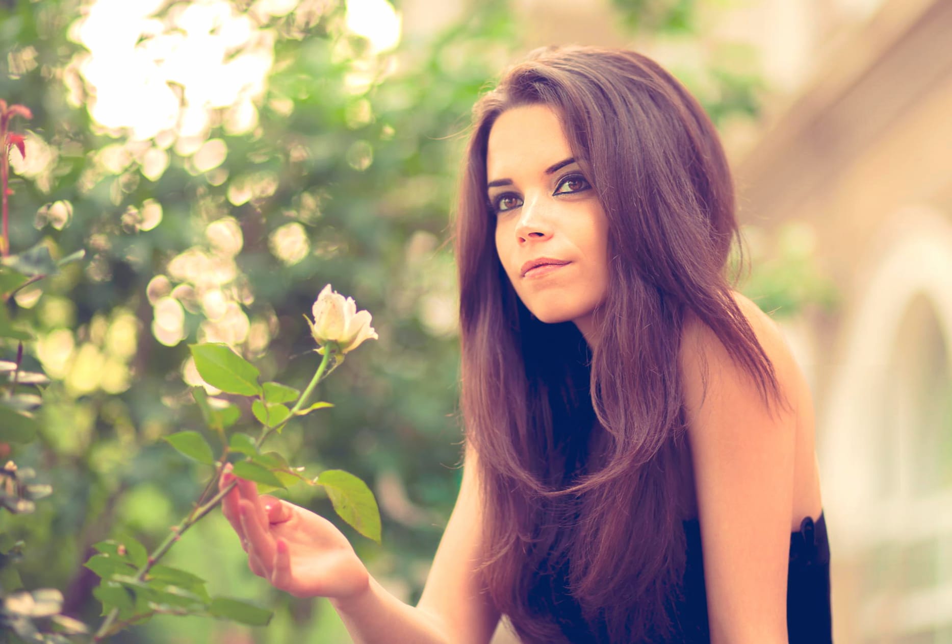 Elegant Woman in Black Dress - at 1600 x 1200 size wallpapers HD quality