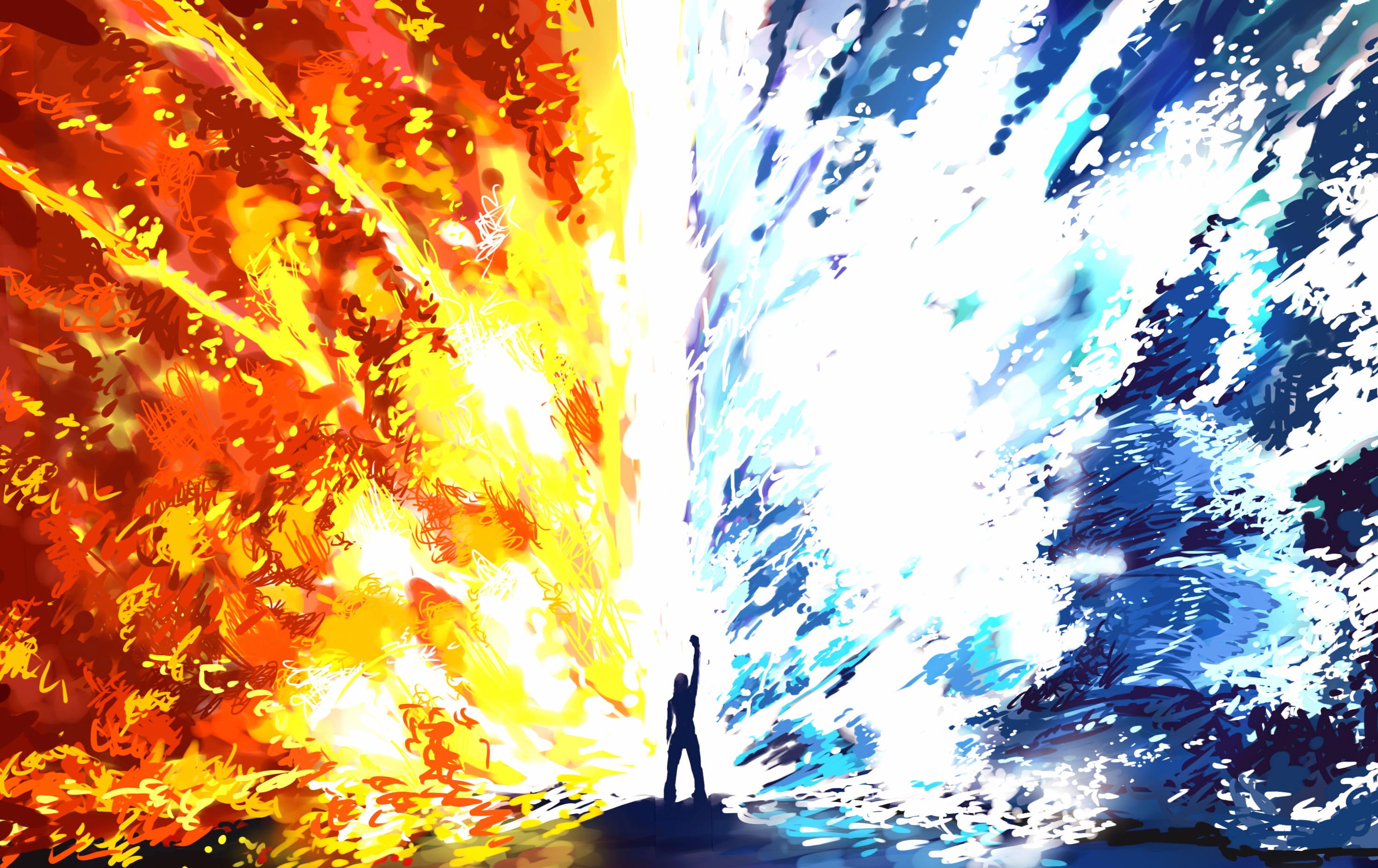 Elemental Magic Water & Fire Fantasy at 320 x 480 iPhone size wallpapers HD quality