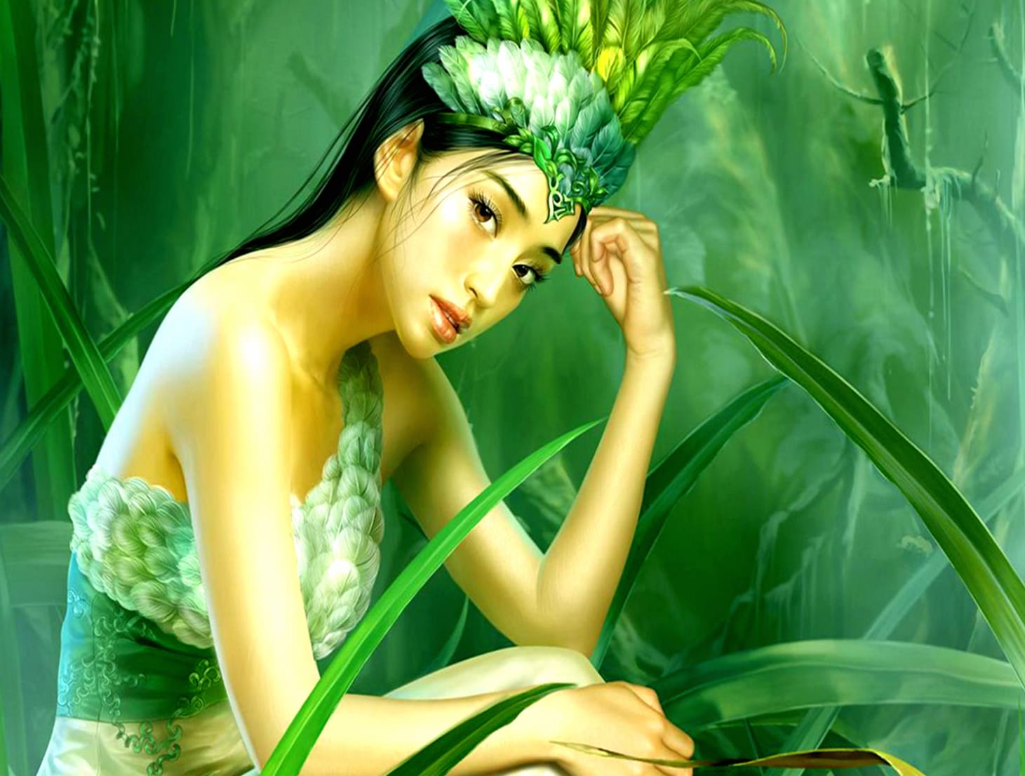 Emerald Enchantment Fantasy Woman wallpapers HD quality