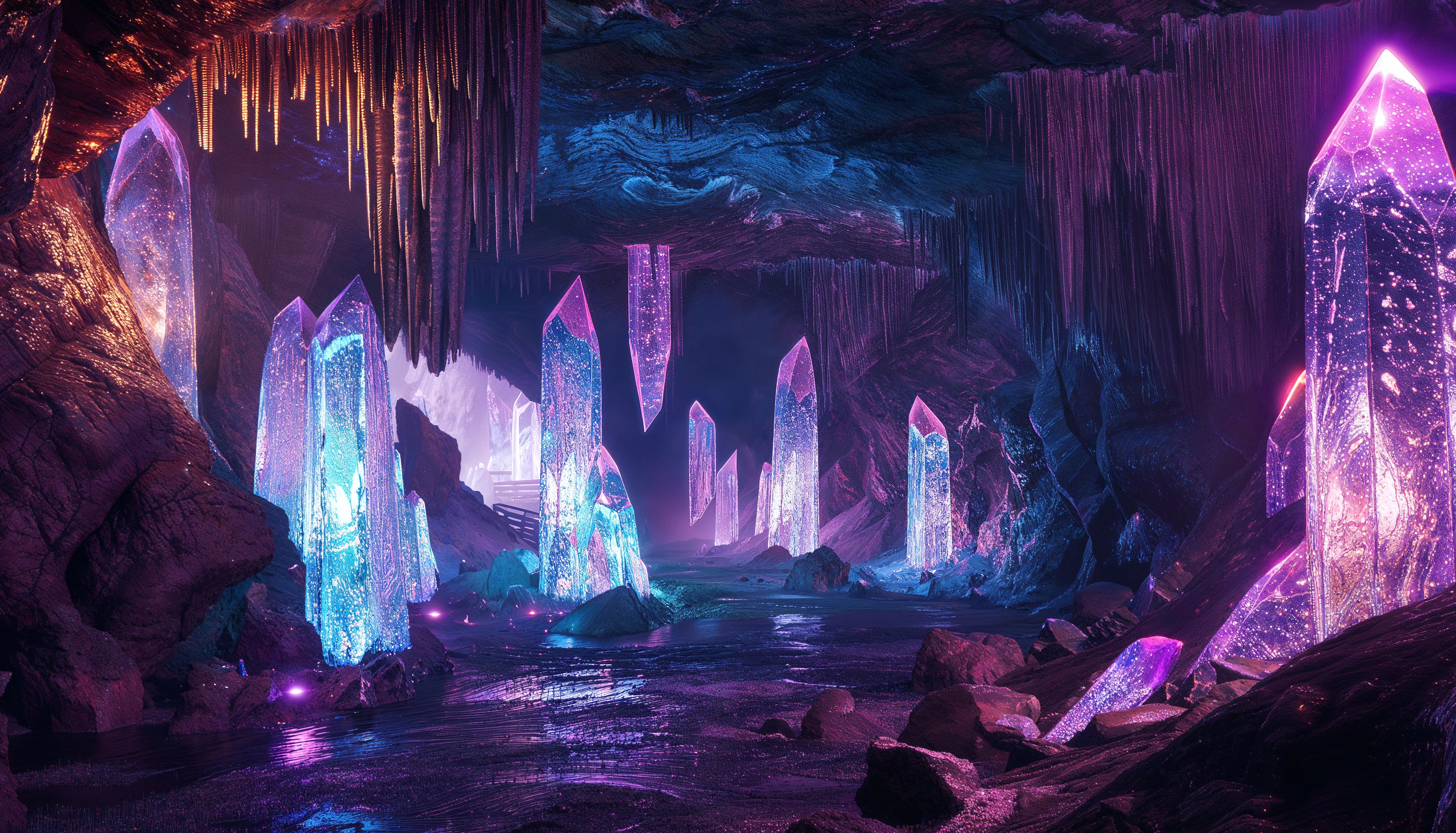 Enchanted Crystal Cave Fantasy Adventure at 640 x 1136 iPhone 5 size wallpapers HD quality