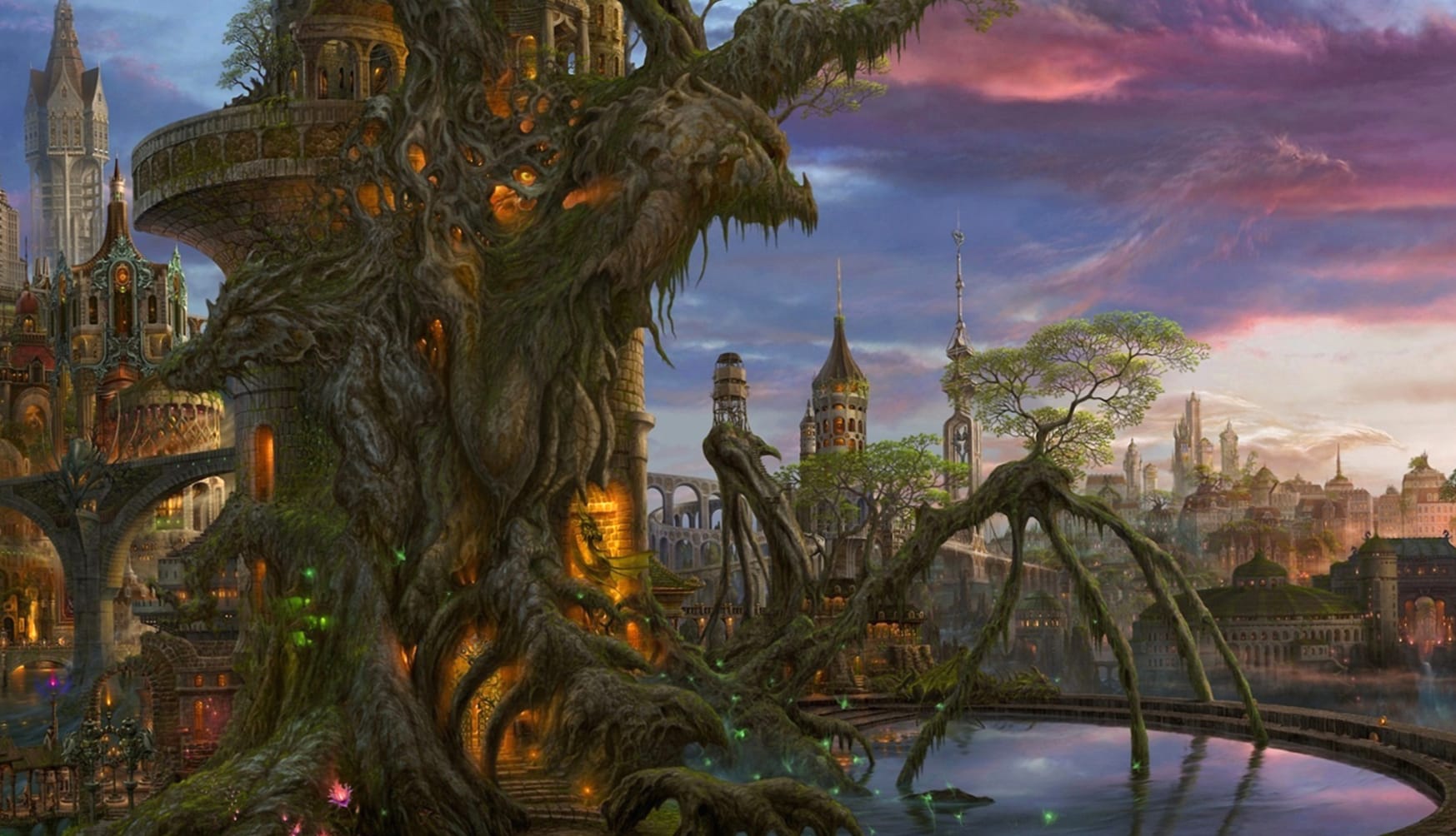 Enchanted Fantasy Castle City at 1152 x 864 size wallpapers HD quality