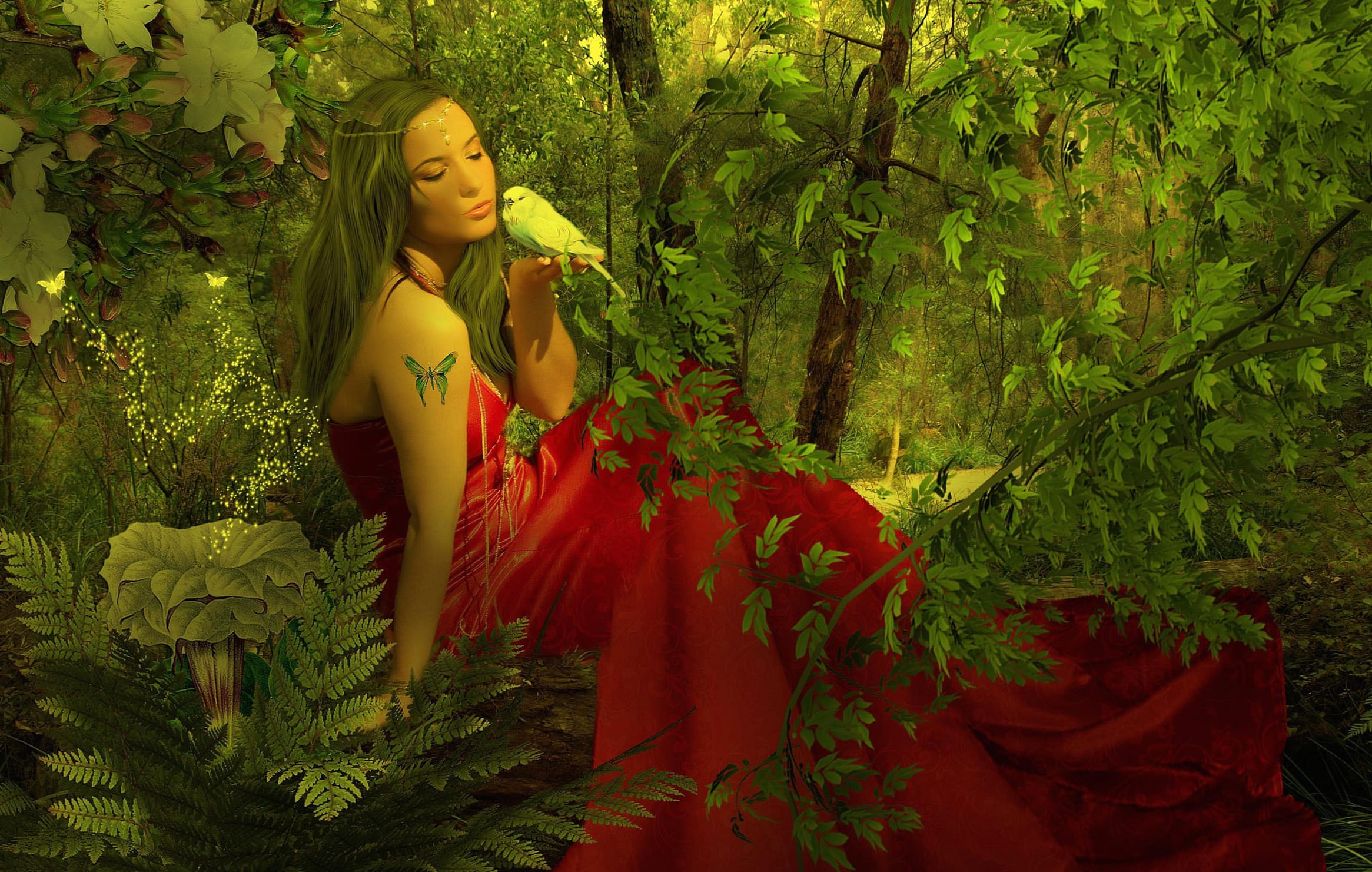 Enchanted Forest Lady at 320 x 480 iPhone size wallpapers HD quality