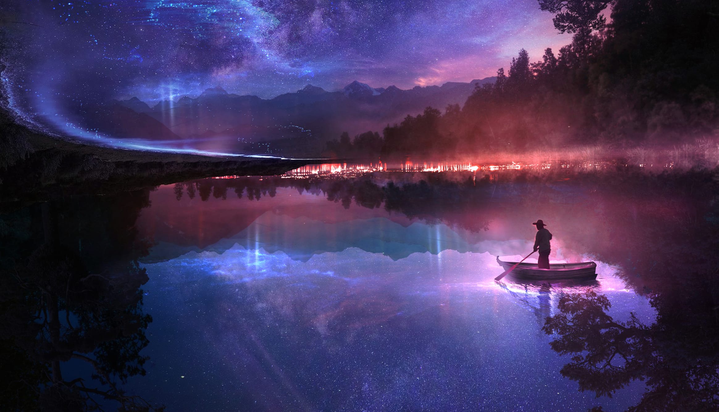 Enchanted Night Lake wallpapers HD quality