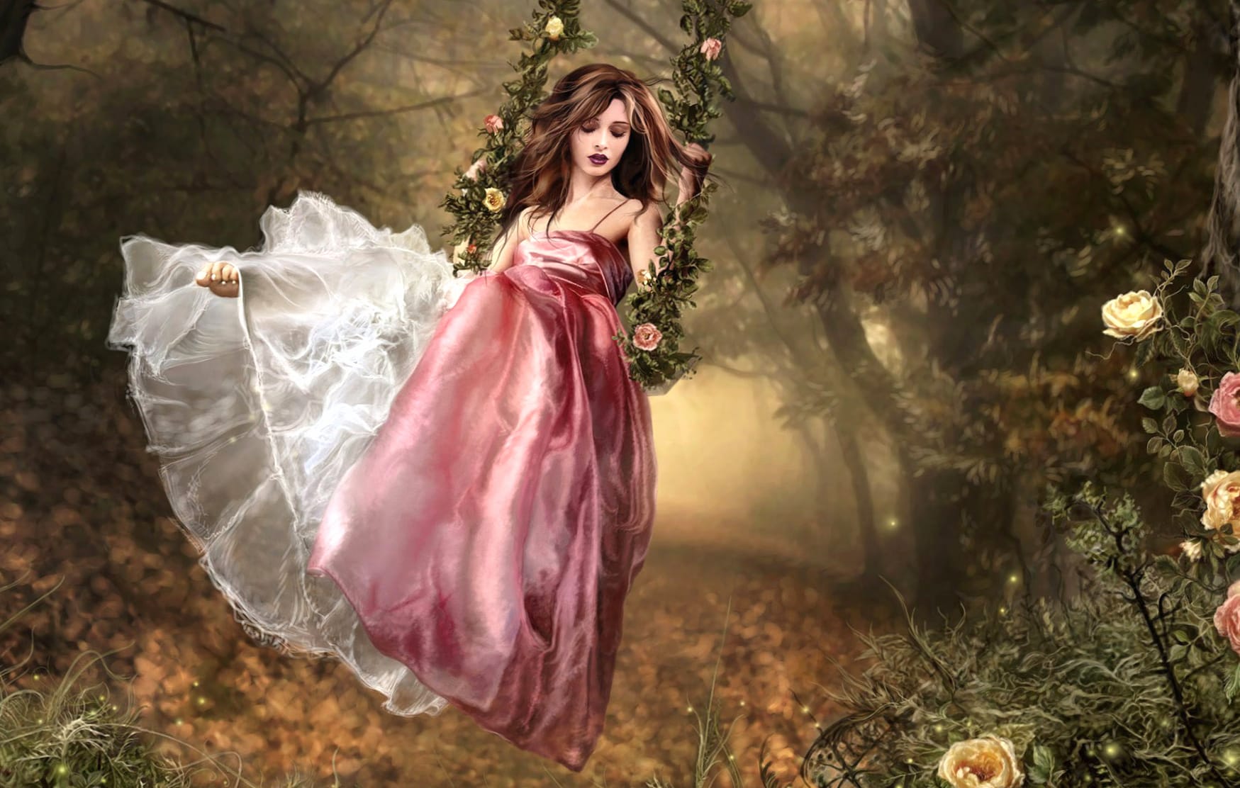 Enchanted Swing in the Forest - at 1366 x 768 HD size wallpapers HD quality