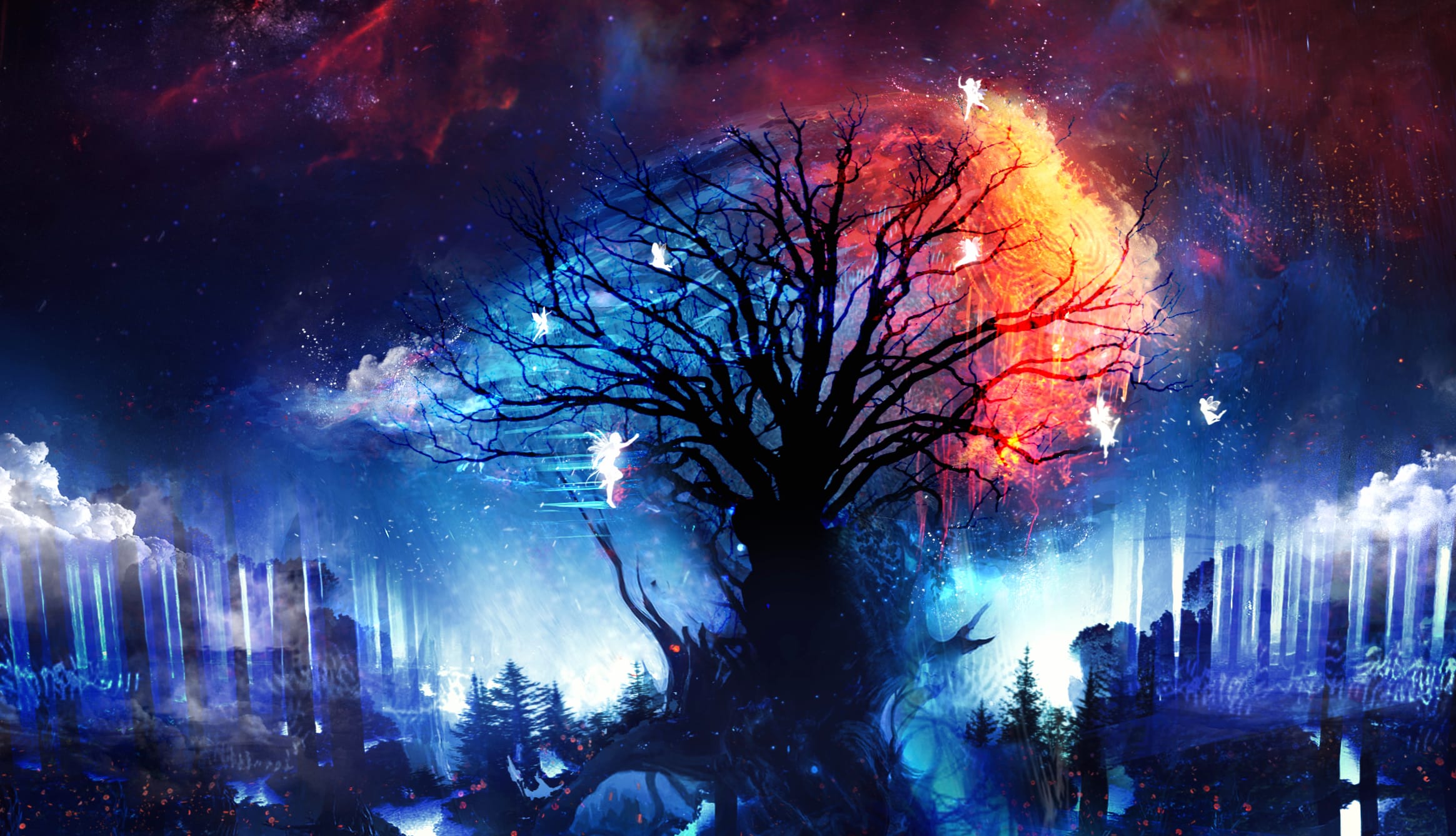 Enchanted Tree of Fantasy and Fairies at 750 x 1334 iPhone 6 size wallpapers HD quality