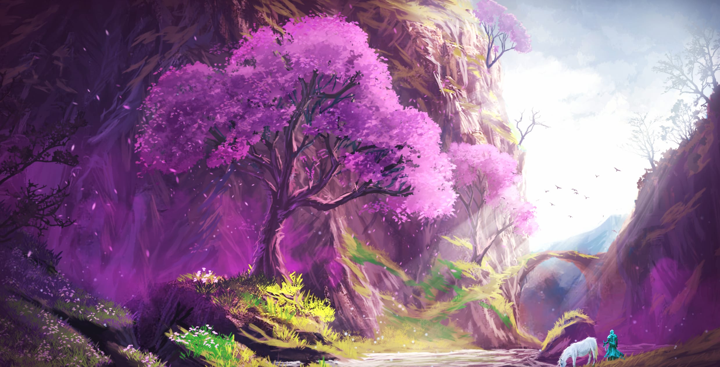 Enchanted Warrior Landscape at 320 x 480 iPhone size wallpapers HD quality