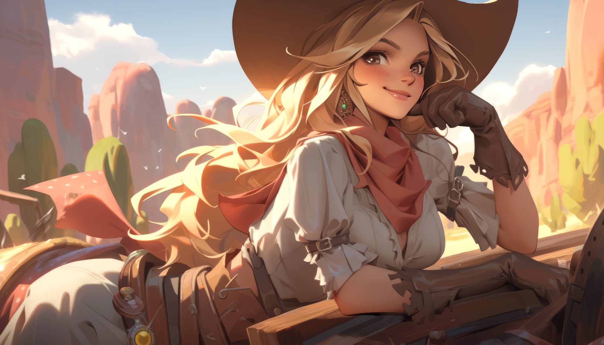 Enchanting Artistic Cowgirl HD Desktop Wallpaper at 1920 x 1080 HD size wallpapers HD quality