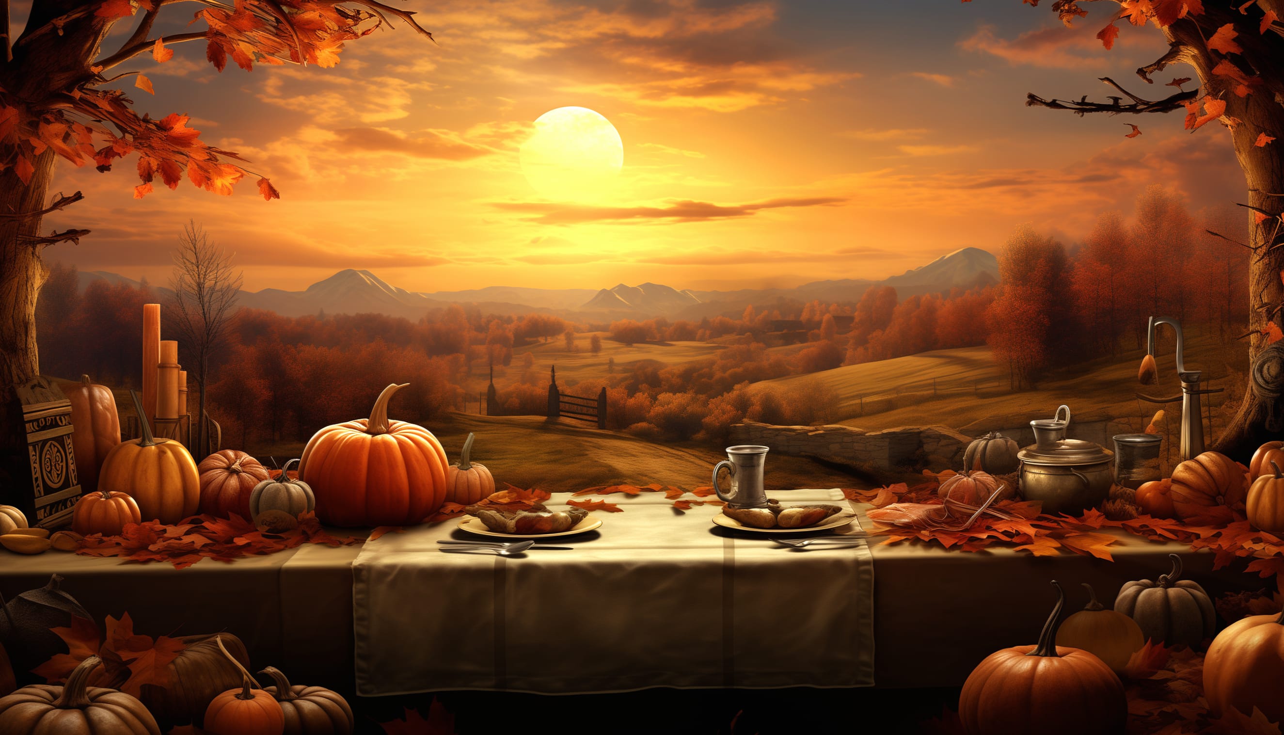 Enchanting Autumn Thanksgiving Feast wallpapers HD quality