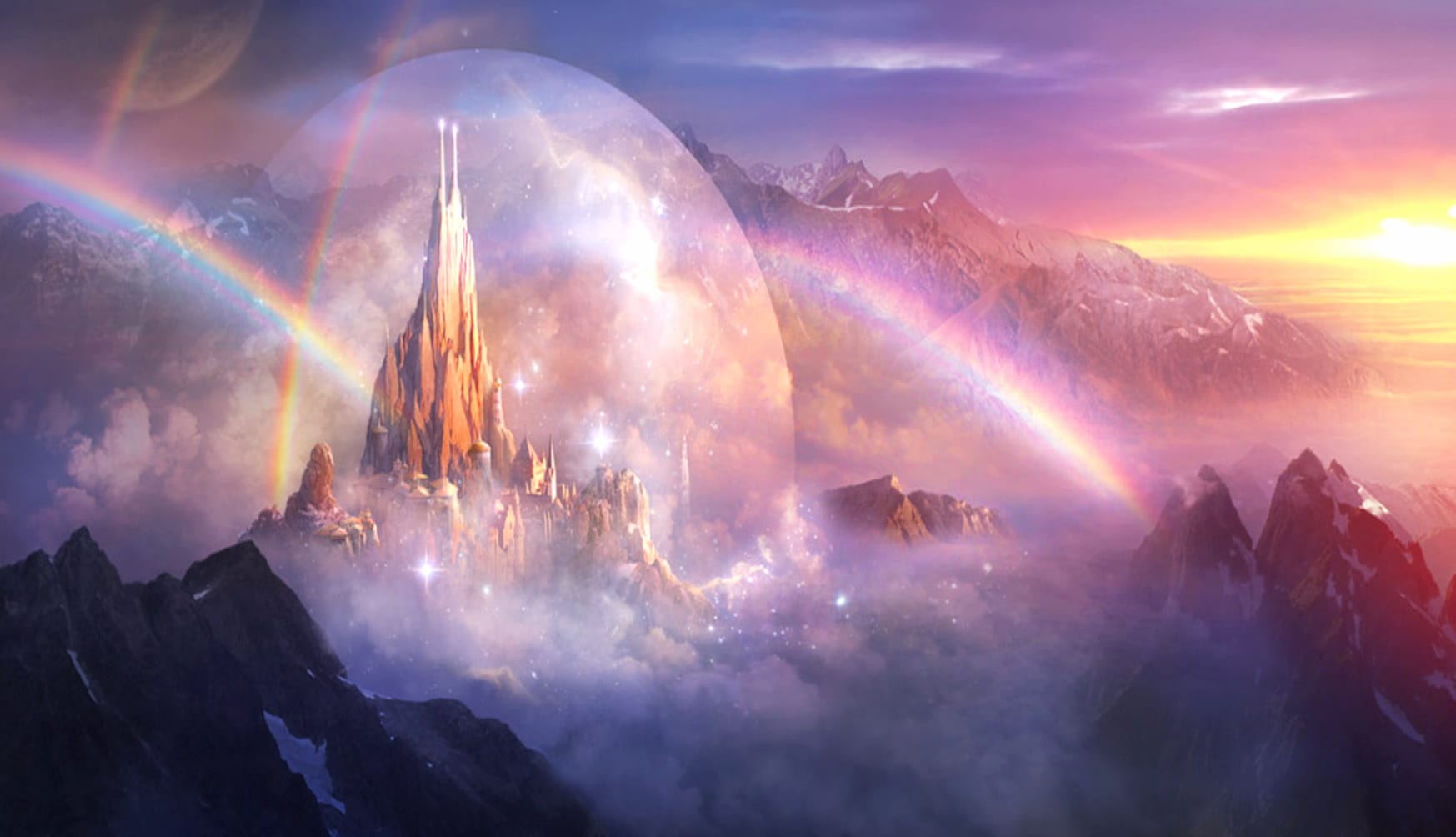 Enchanting Castle Rainbow HD Fantasy Mountain Wallpaper wallpapers HD quality