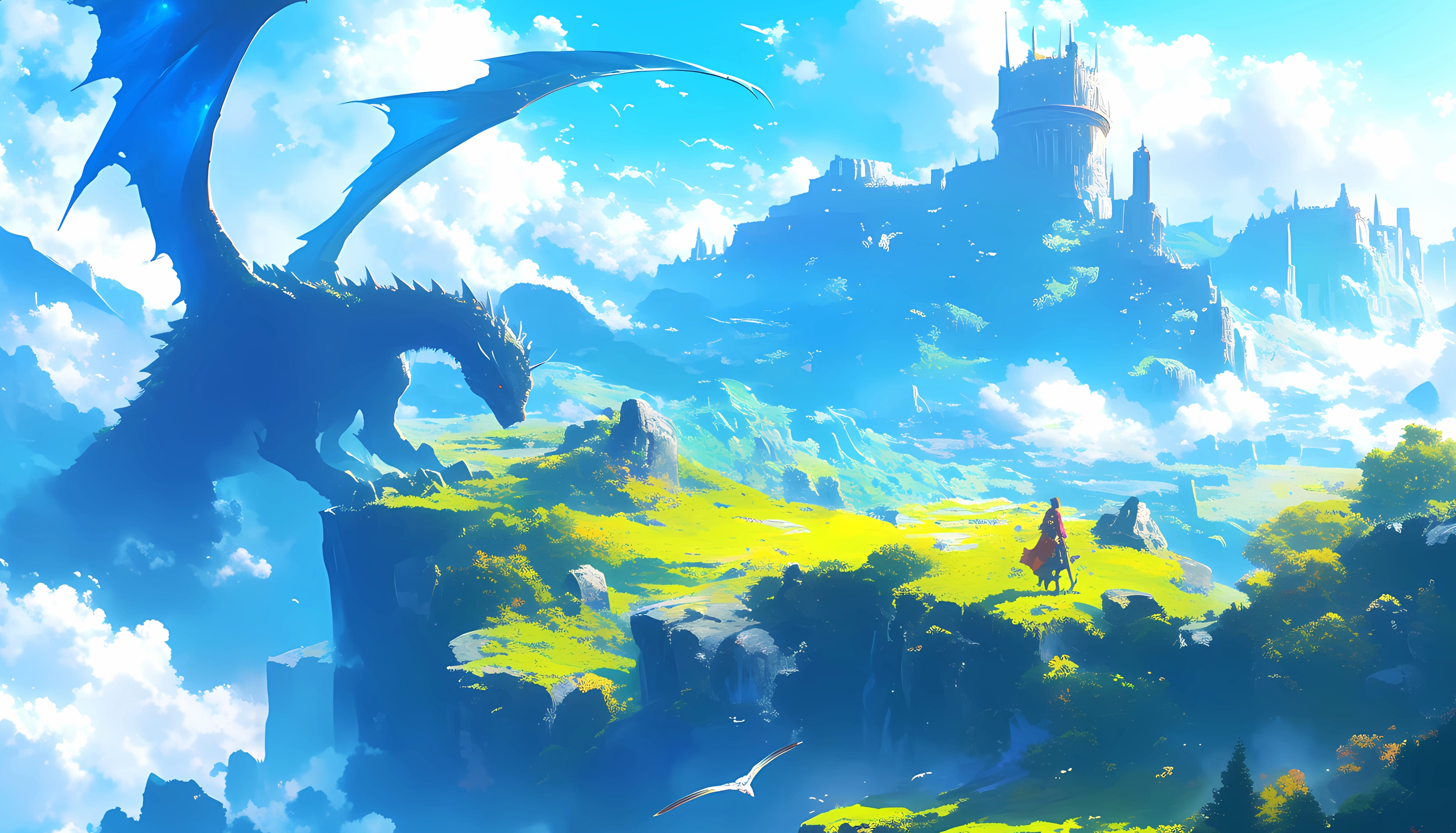 Enchanting Fantasy Dragon Realm - Anime Landscape wallpapers HD quality