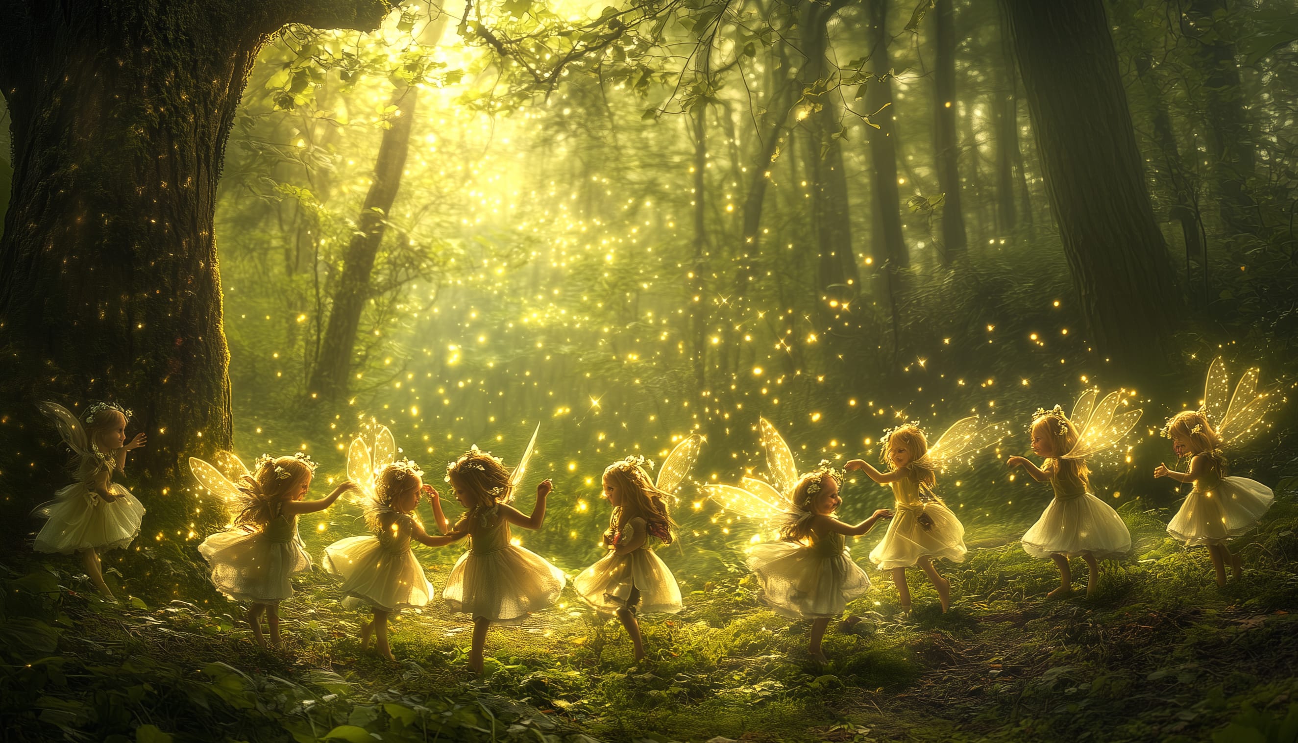 Enchanting Forest Fairies A Fantasy at 320 x 480 iPhone size wallpapers HD quality