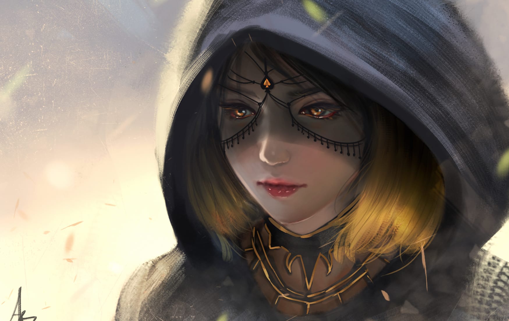 Enigmatic Hooded Fantasy Woman at 1920 x 1080 HD size wallpapers HD quality