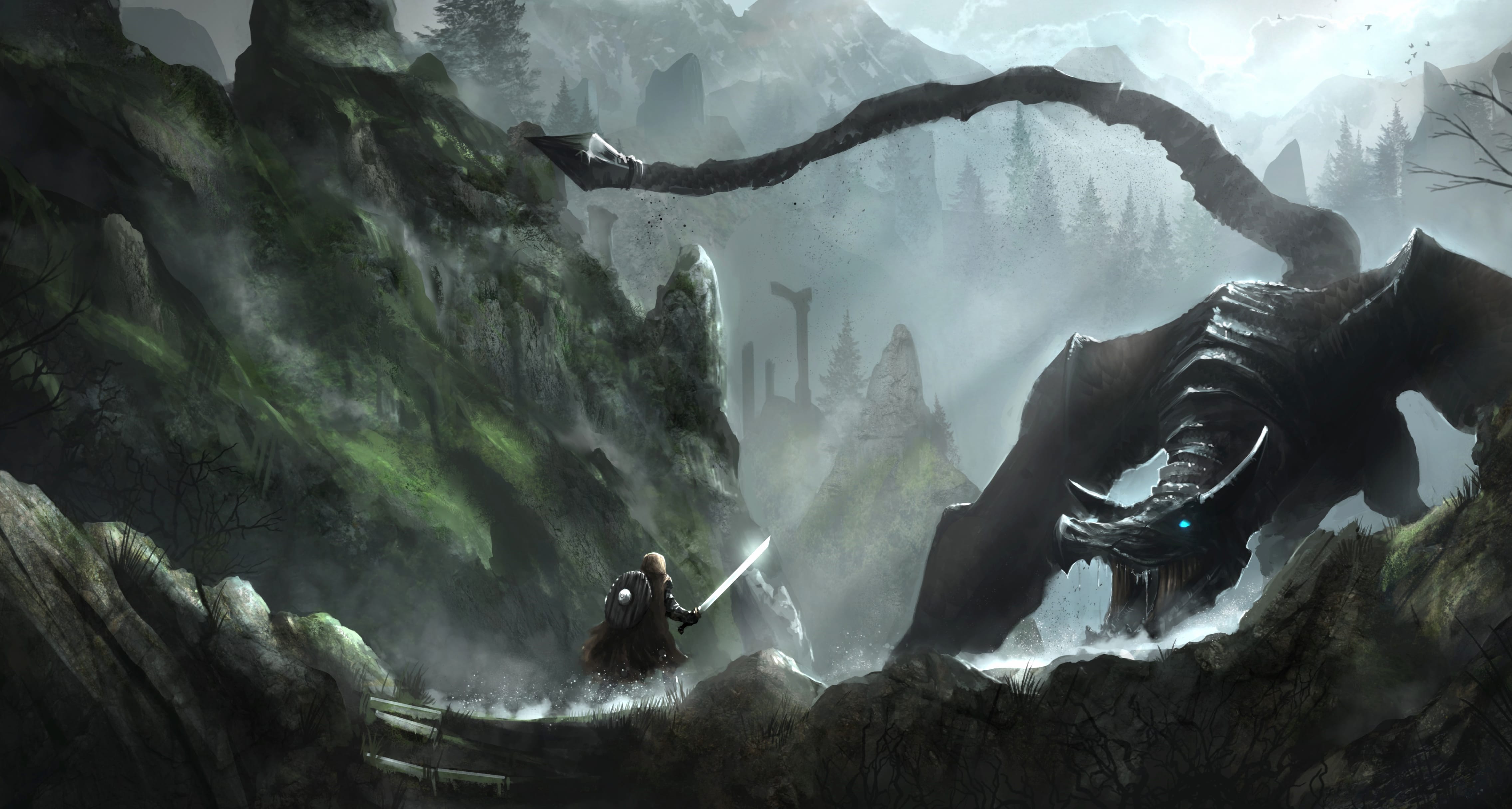 Epic Dragon Battle A HD Skyrim Adventure wallpapers HD quality