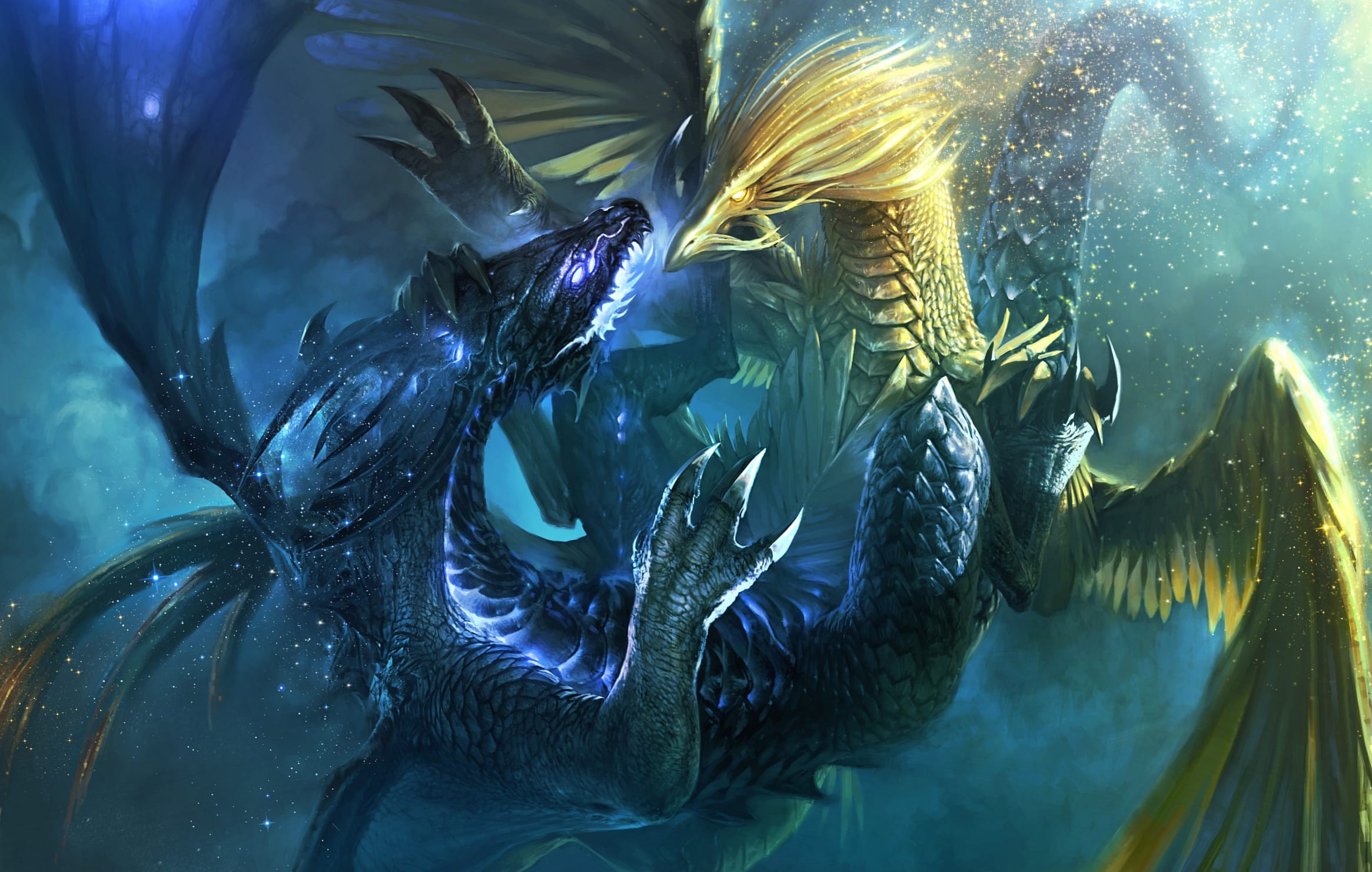 Epic Dragon Clash Fantasy at 320 x 480 iPhone size wallpapers HD quality