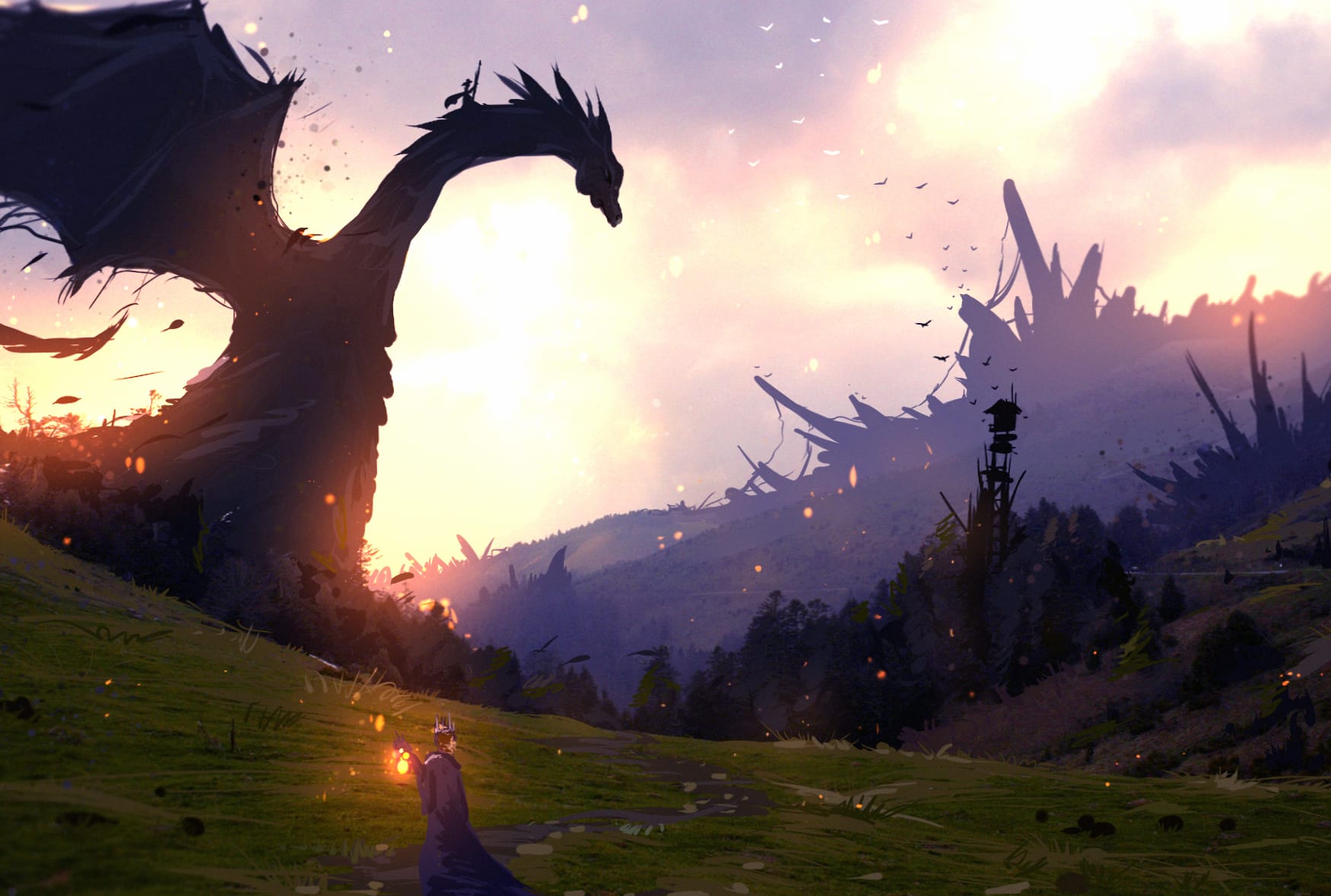 Epic Fantasy Dragon A World of Wonder at 320 x 480 iPhone size wallpapers HD quality