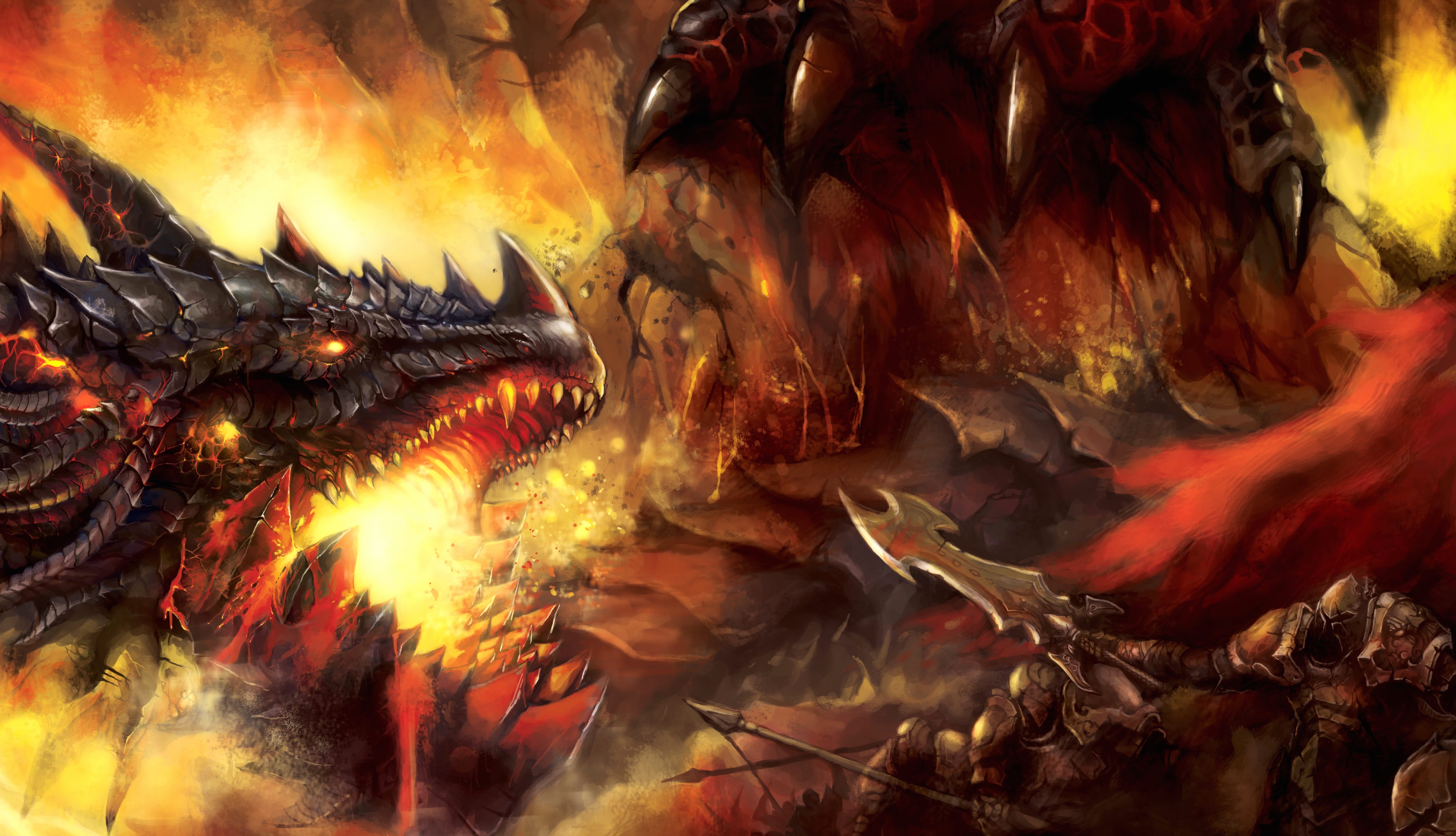 Epic Fantasy Dragon Battle - 8K Ultra wallpapers HD quality