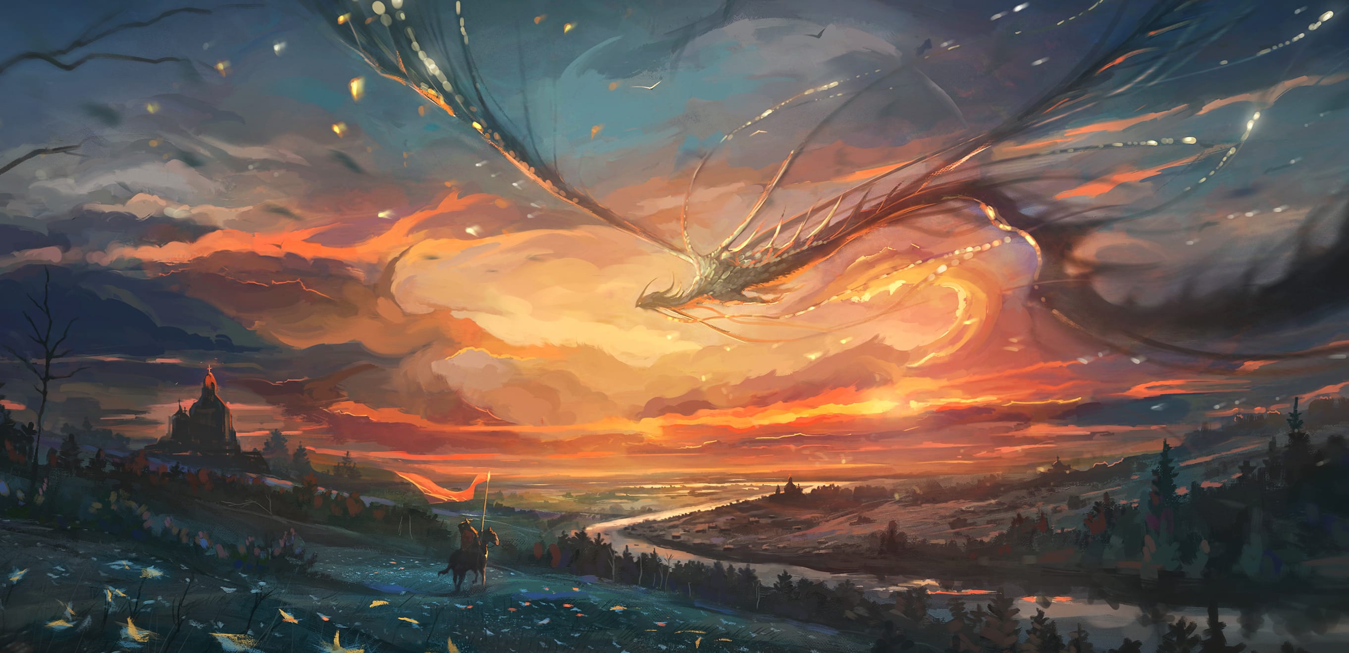 Epic Fantasy Warrior at Sunrise - at 1366 x 768 HD size wallpapers HD quality