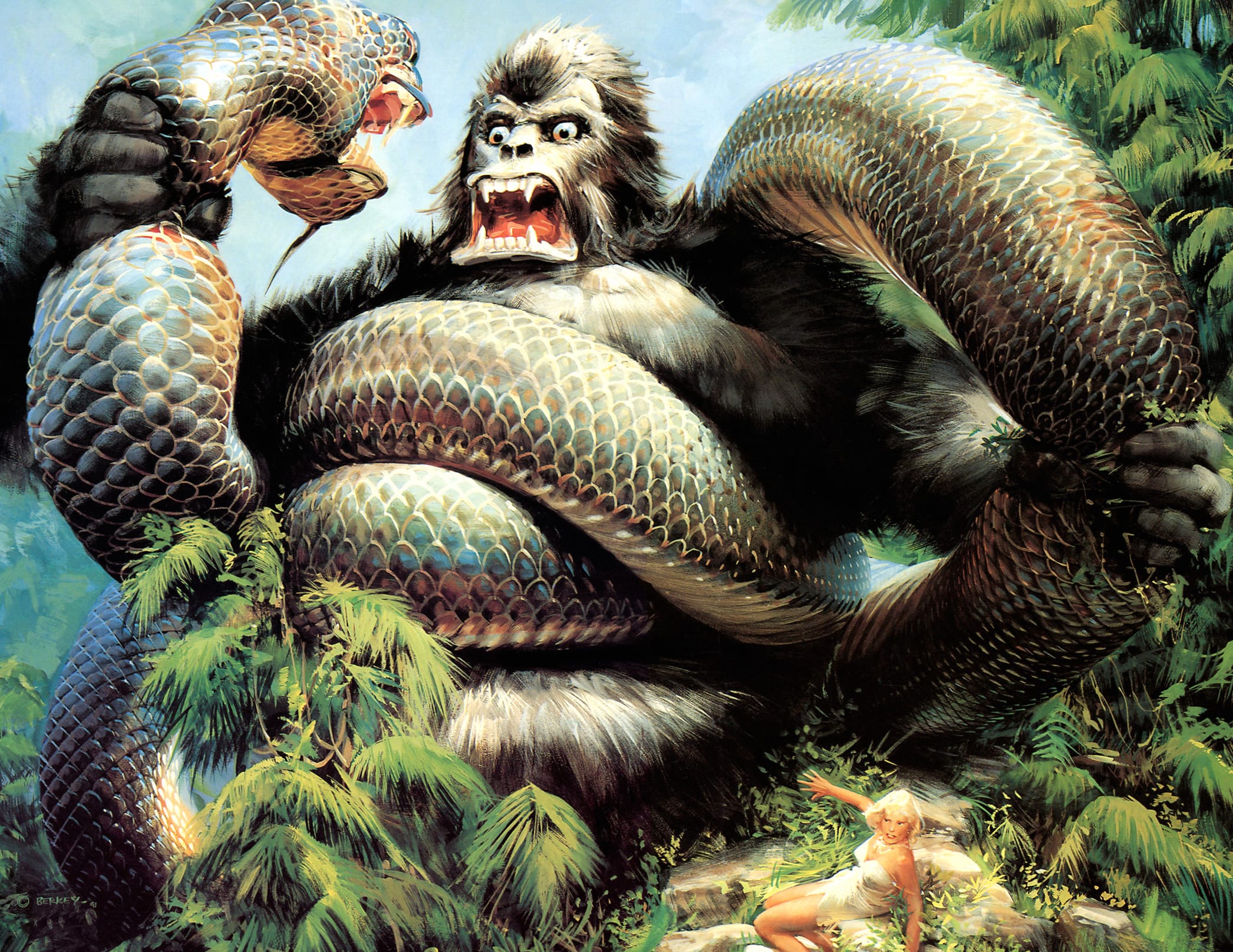 Epic King Kong vs Snake HD Comic Wallpaper at 1152 x 864 size wallpapers HD quality