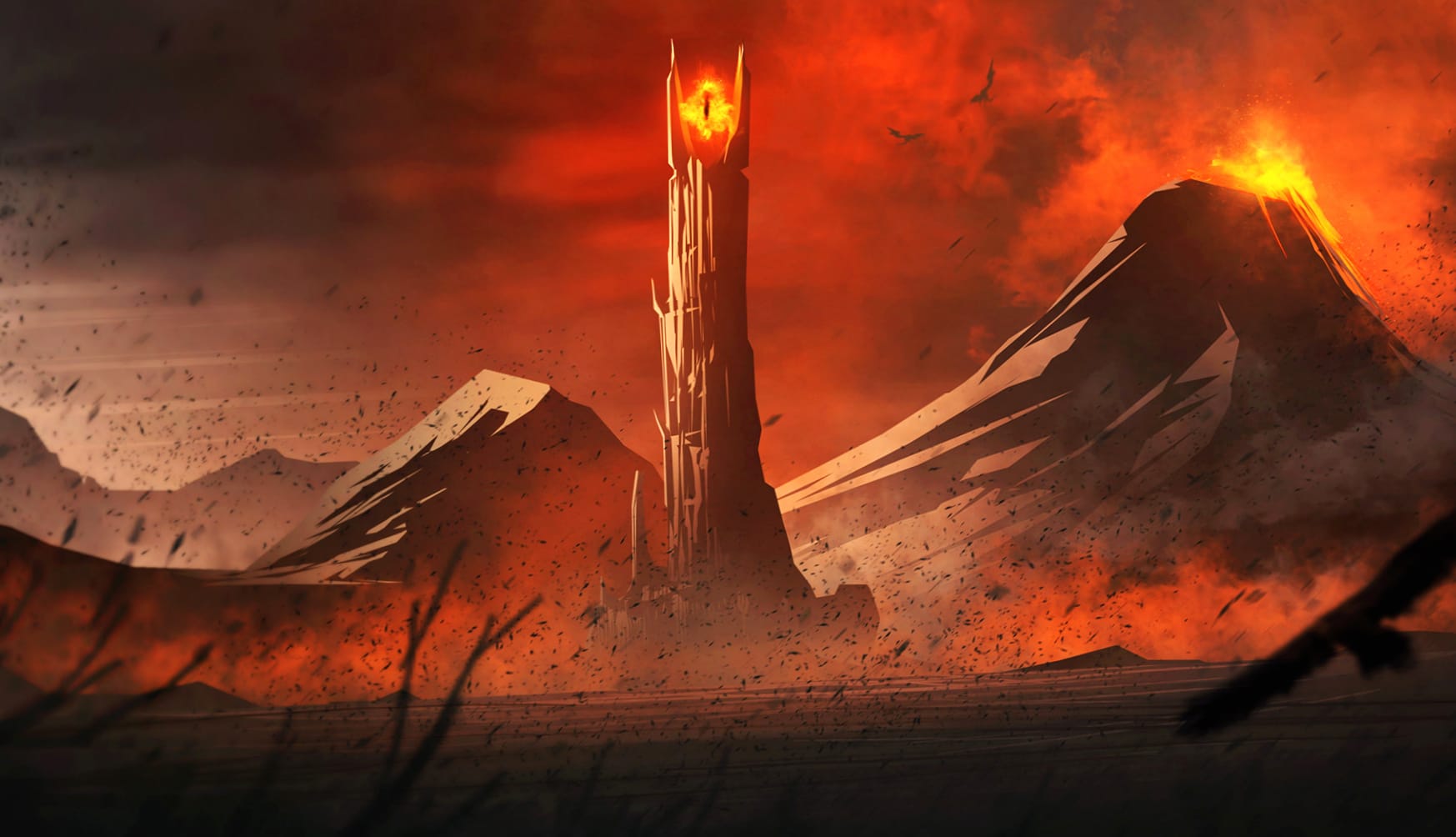 Epic Mount Doom Tower at 640 x 960 iPhone 4 size wallpapers HD quality