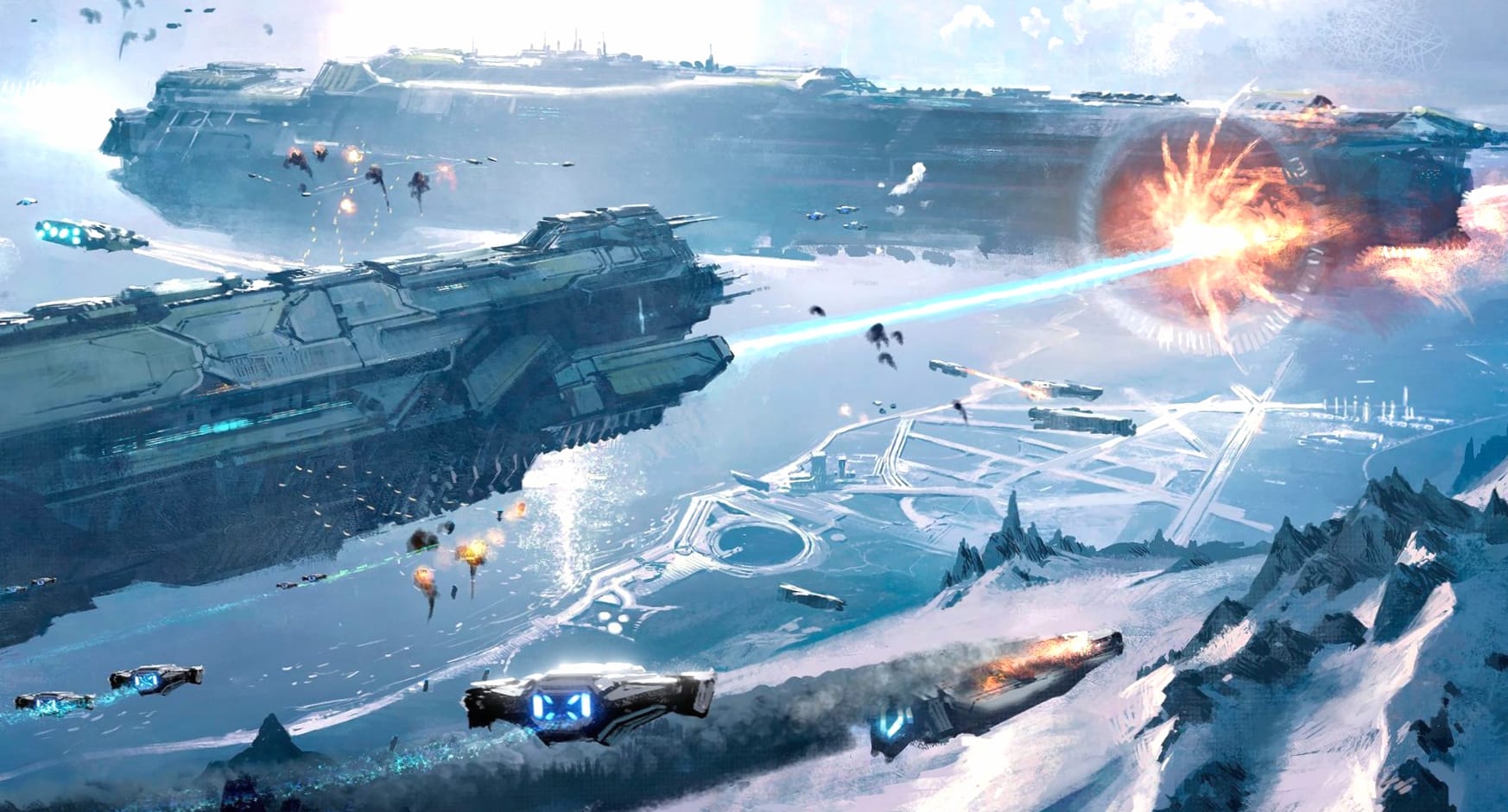 Epic Sci-Fi Battle of Spaceship Landscapes wallpapers HD quality