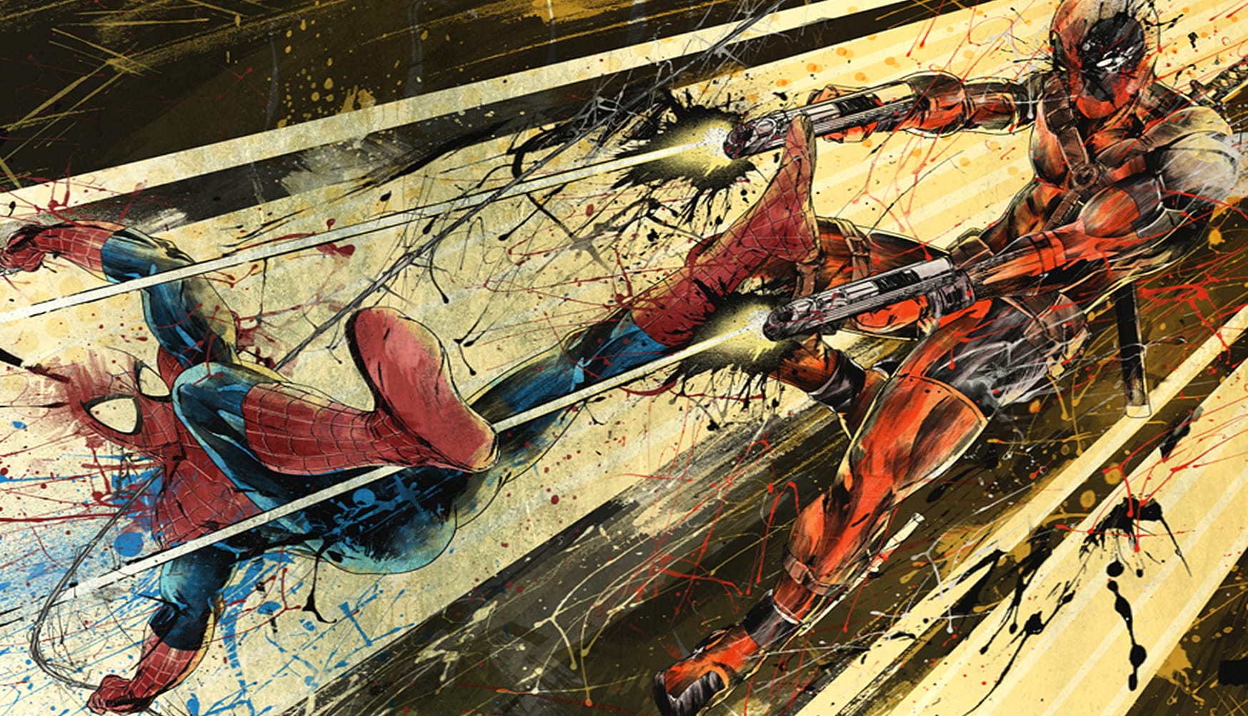 Epic Spiderman vs Deadpool at 1280 x 960 size wallpapers HD quality