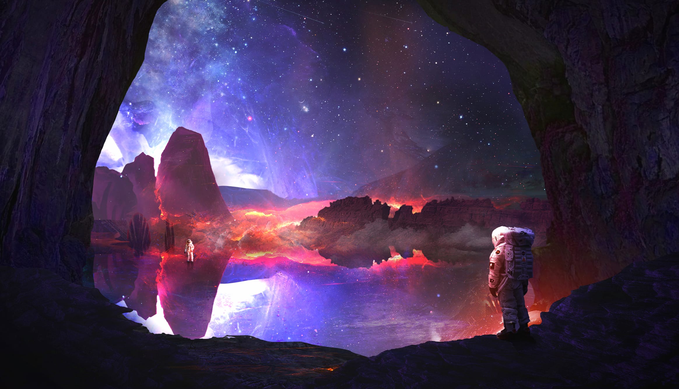 Explore the Cosmic Cave - HD Sci-Fi Wallpaper wallpapers HD quality