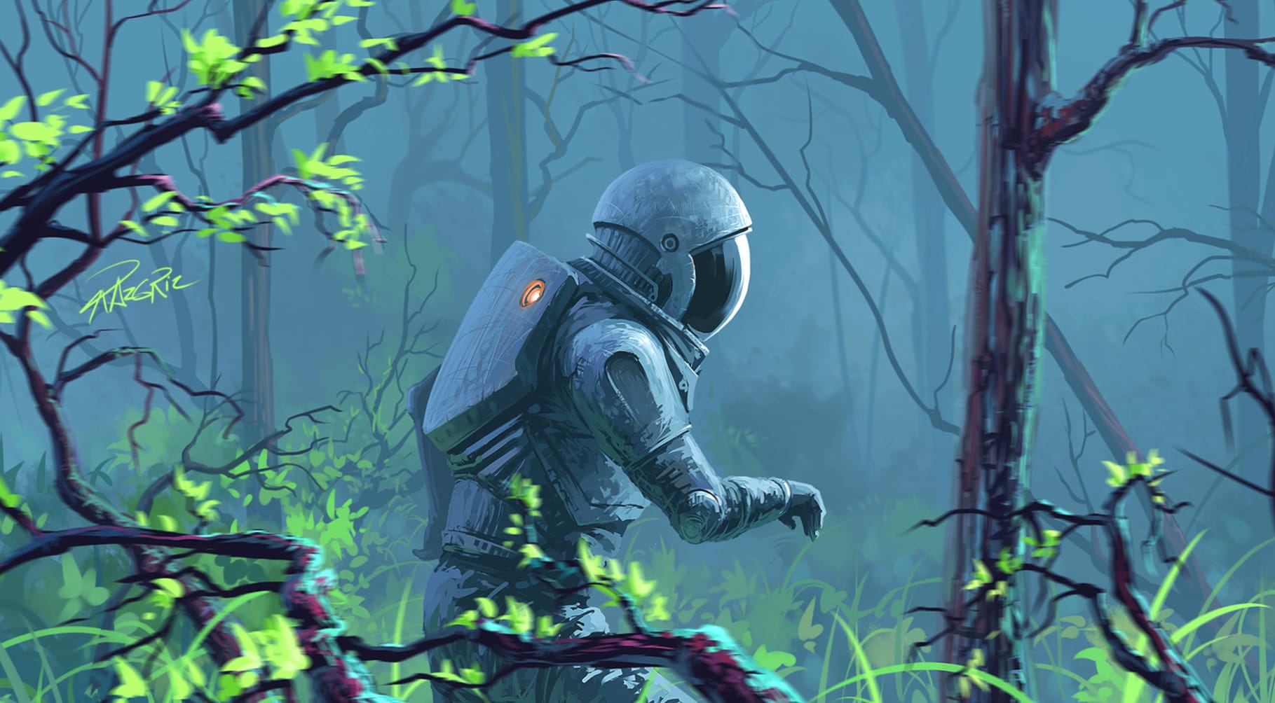 Exploring Alien Wilderness - HD Sci-Fi Astronaut Wallpaper at 1920 x 1080 HD size wallpapers HD quality