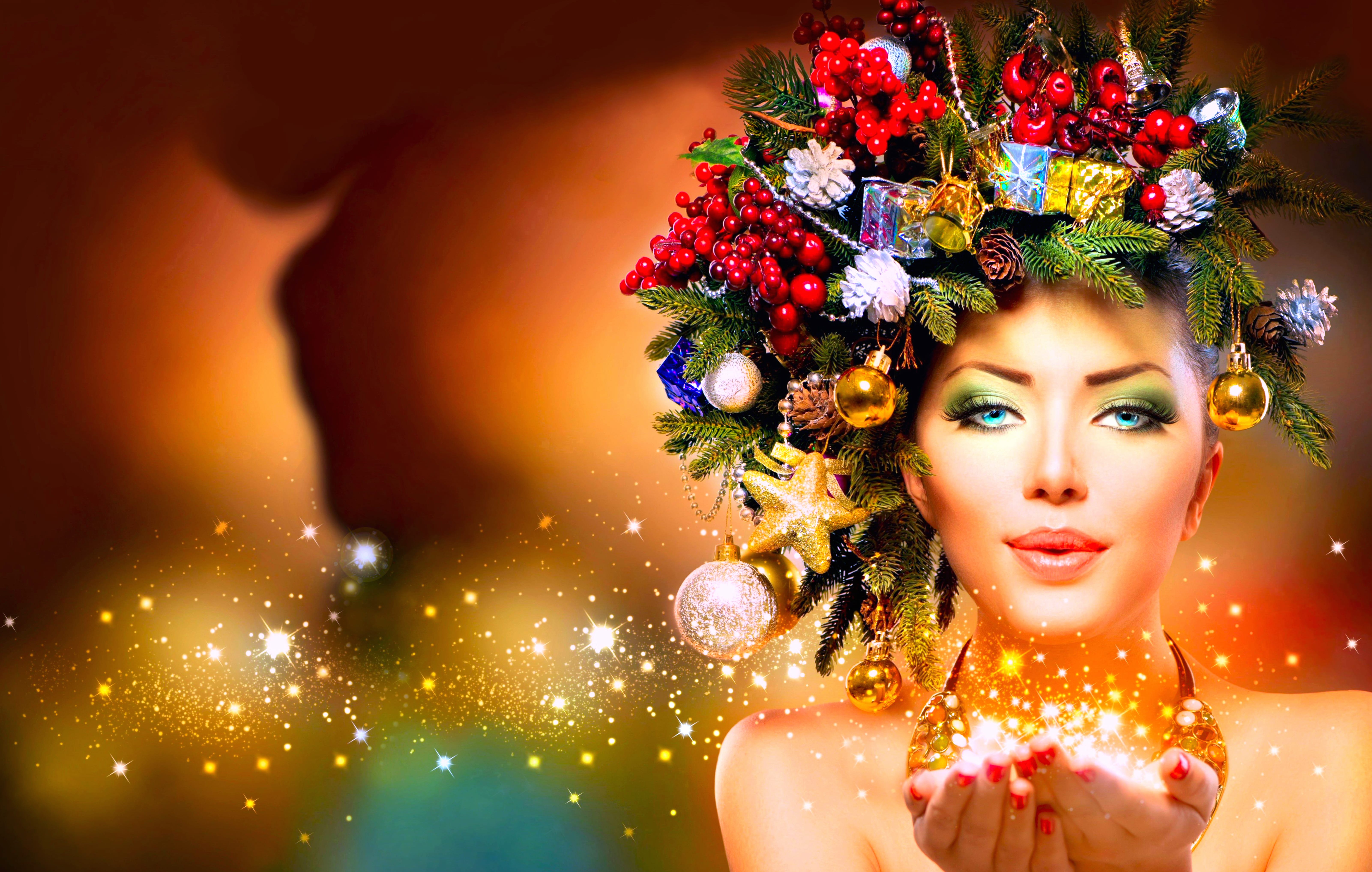 Face Sparkles Colorful Holiday Christmas wallpapers HD quality