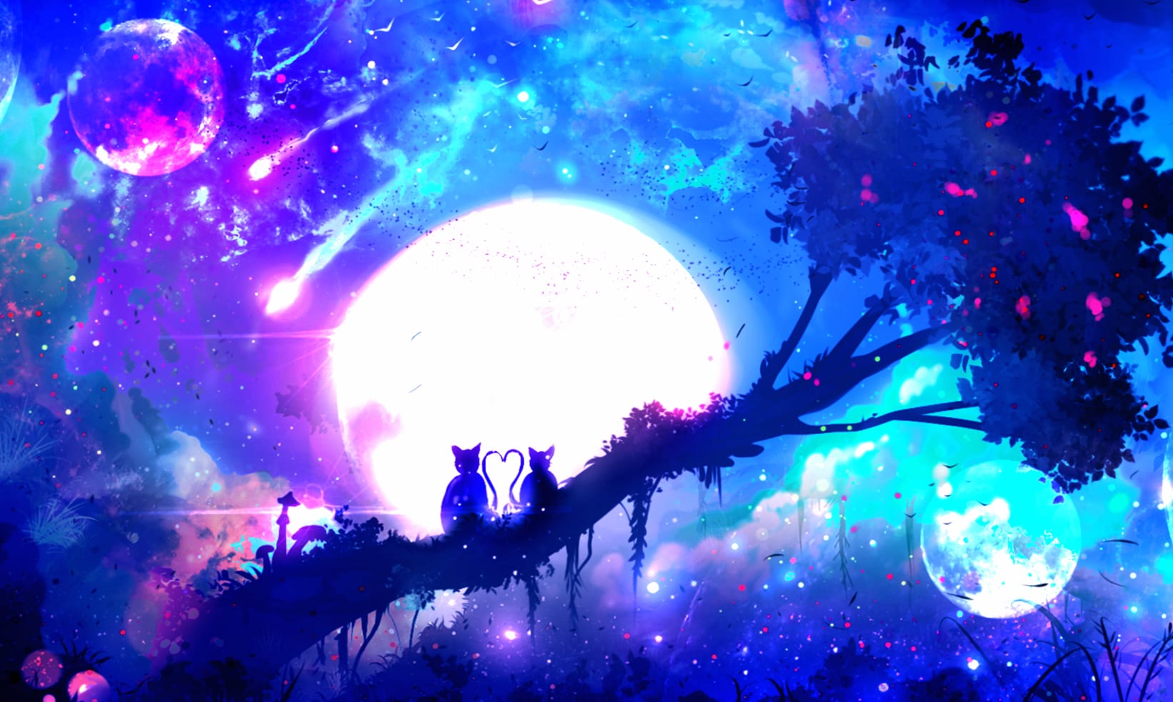 Fantasy Anime Night Couple at 640 x 1136 iPhone 5 size wallpapers HD quality