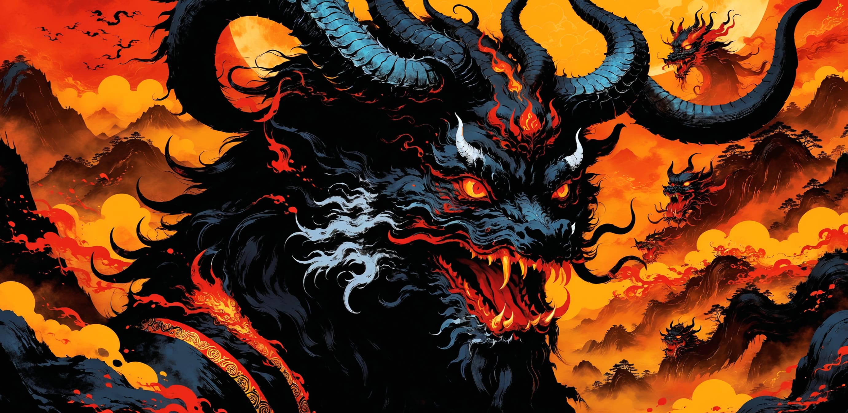Fantasy art demonic creature fiery background intense expression horns digital illustration wallpapers HD Fantasy art demonic creature fiery background intense expression horns digital illustration wallpapers HD quality