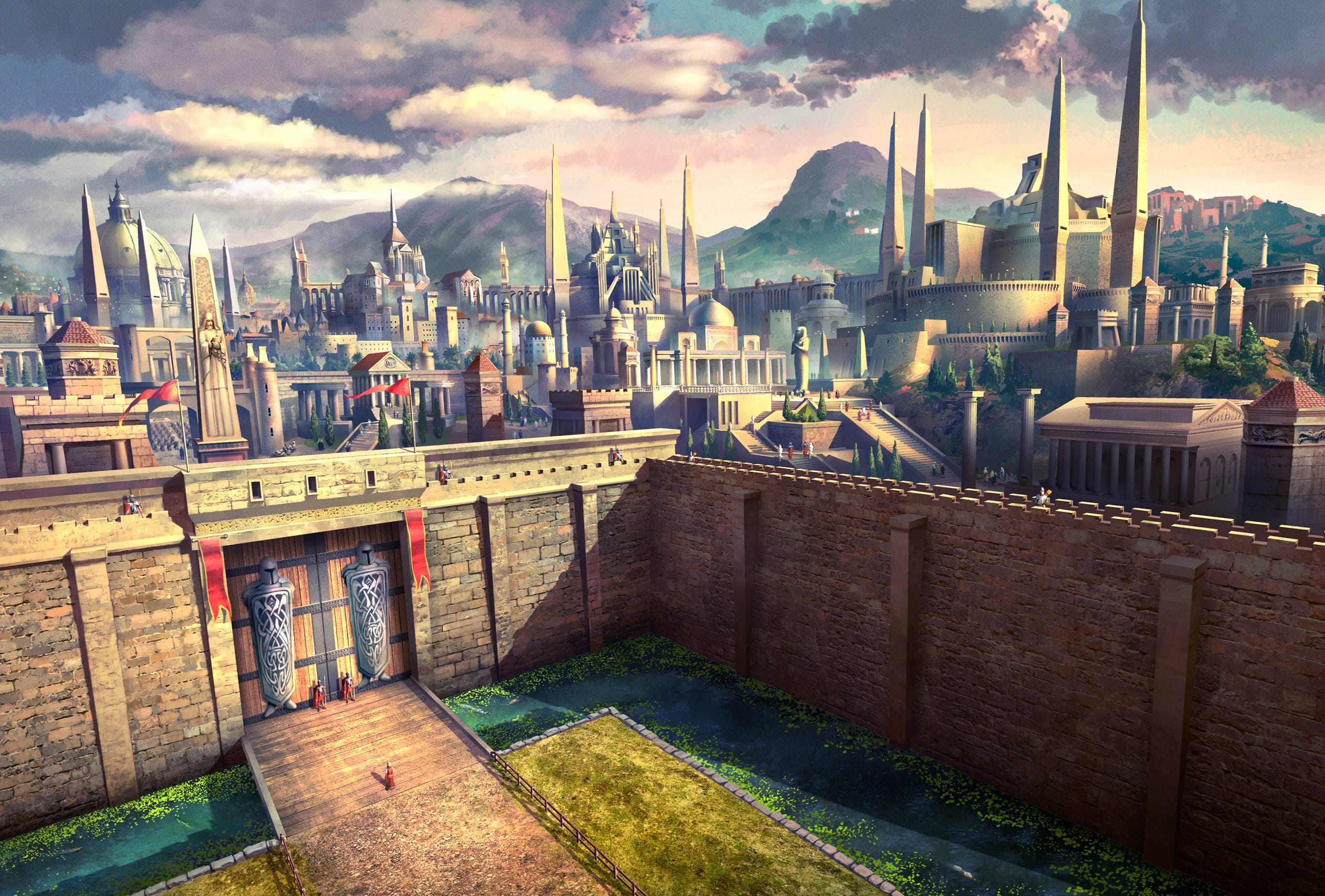 Fantasy City Gate - at 640 x 960 iPhone 4 size wallpapers HD quality